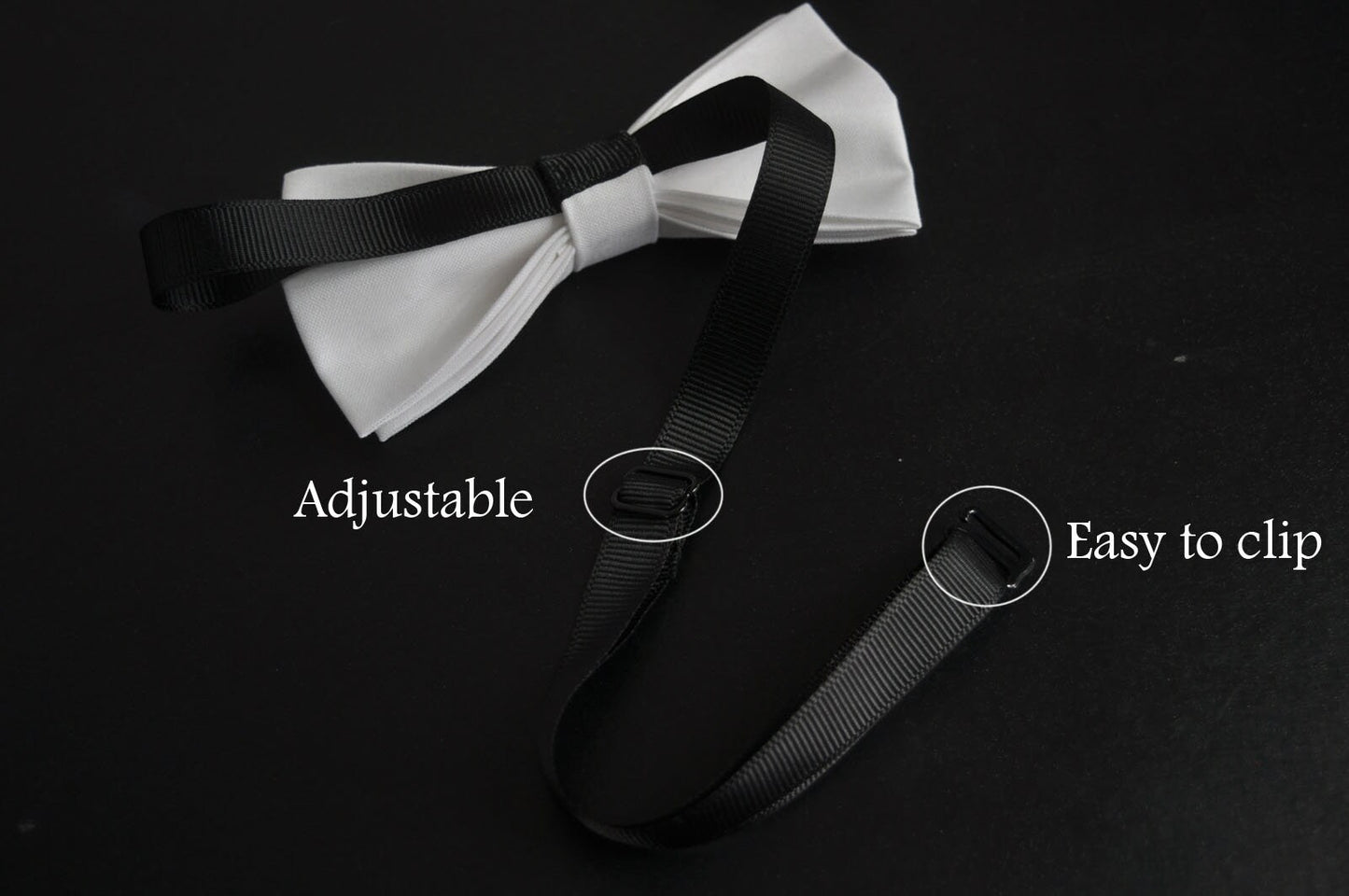 Men BRACES SUSPENDERS Solid WHITE 35MM Wide 100% Cotton Bow Tie Bowtie Wedding Party