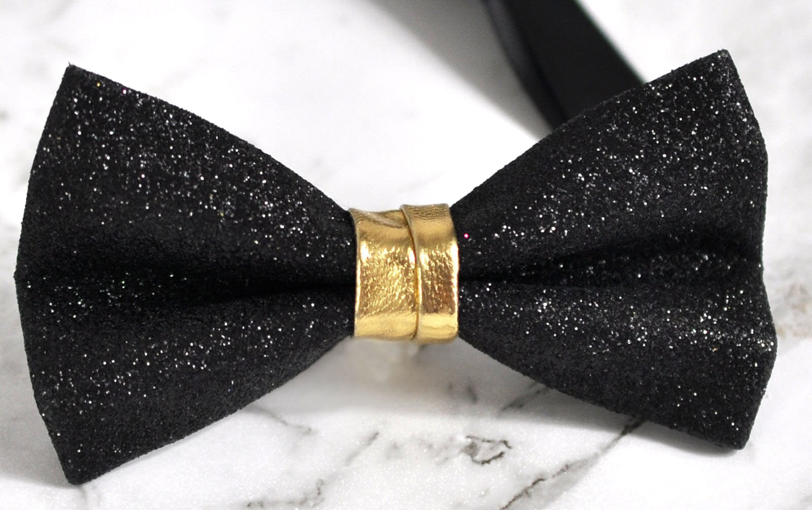 Kids Boy Solid Bright Black Faux Leather Bowtie Bow Tie 1 to 6 Years Old Wedding Party