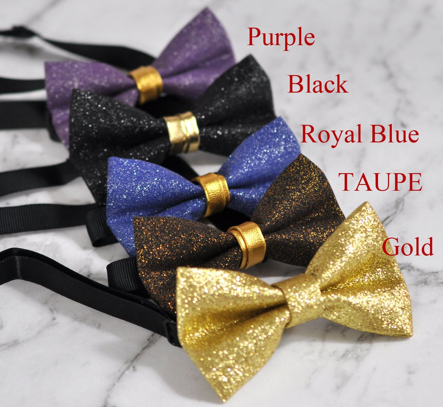 Baby Boy Kids Shining Faux Leather Bow Tie Bowtie Wedding Party Black Royal Blue Gold Taupe Purple 1-6 Years Old