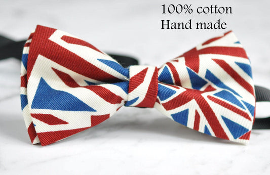 New Men Women 100% Cotton UK UNITED KINGDOM British Flag Hand Made Bow Tie Bowtie