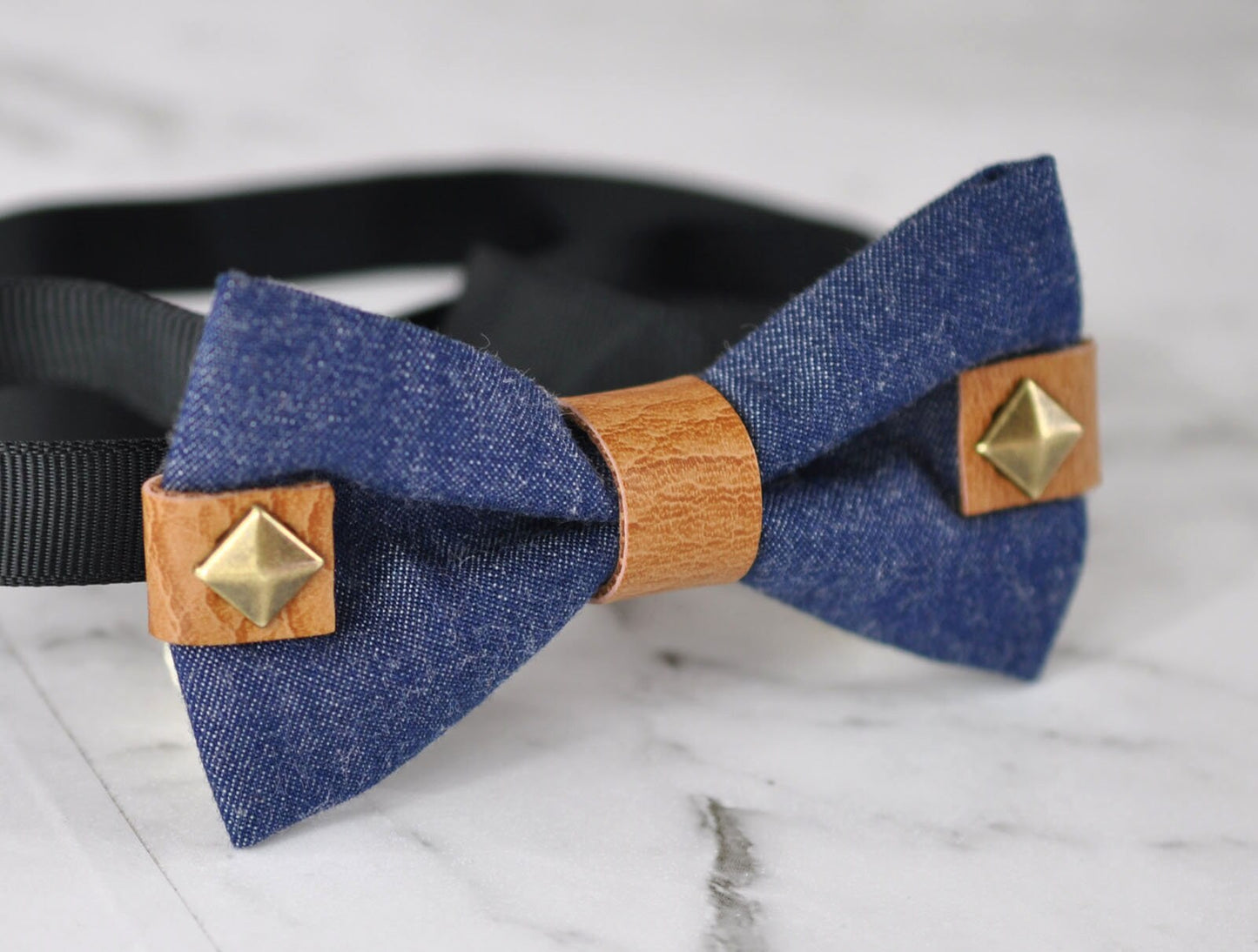 Boy Kids Baby infant Children Blue Jeans Denim Tan Rivet Rivets Bowtie Bow Tie Wedding Party 1-6 Years Old