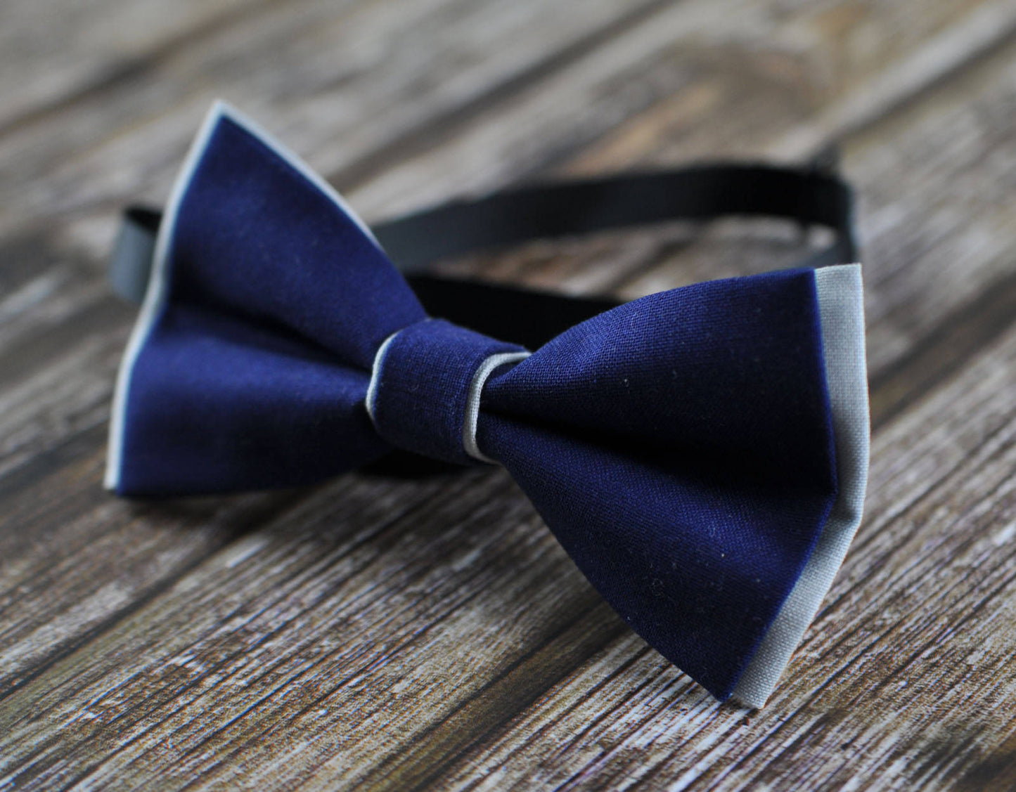 Baby Boy Kids 100% Cotton Handmade Navy Blue AND Grey 2 Layers Bow Tie Bowtie Party Wedding Fits 1-6 YEARS OLD