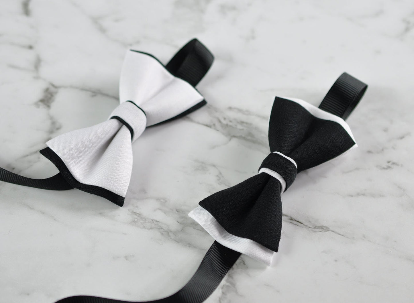 Boy Kids Baby infant Page Boy 100% Cotton BLACK + WHITE 2 LAYERS Bow Tie Bowtie Wedding Party 1-6 Years Old