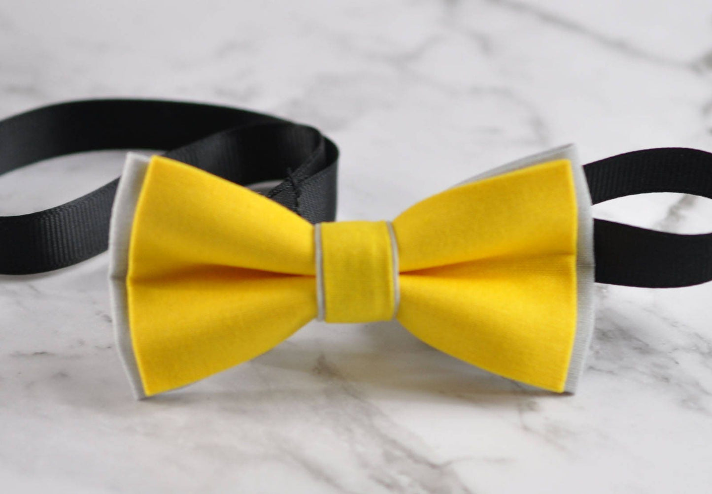 Men Women Yellow Grey 100% Cotton Hand Made Bowtie Bow Tie Wedding Ball Party