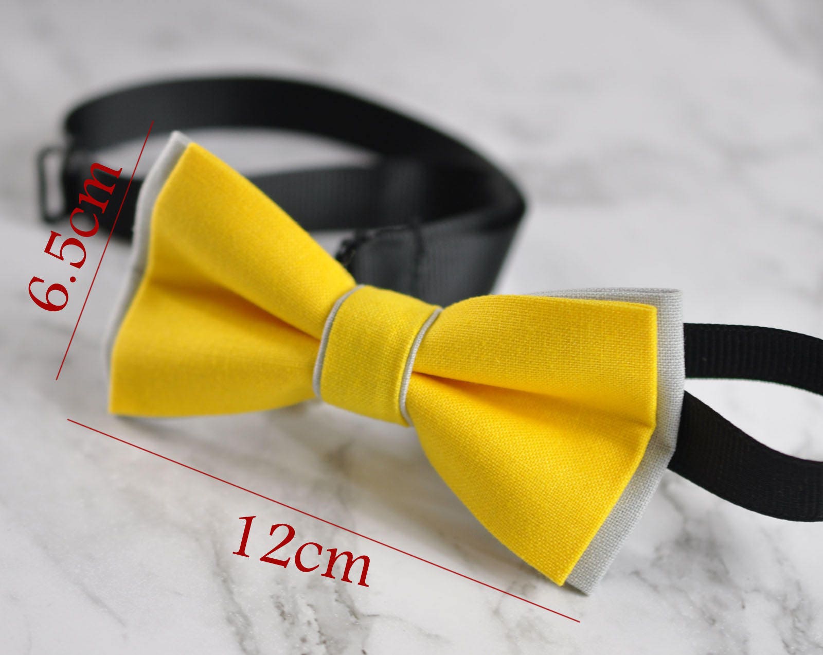 Men Women Yellow Grey 100% Cotton Hand Made Bowtie Bow Tie Wedding Ball Party