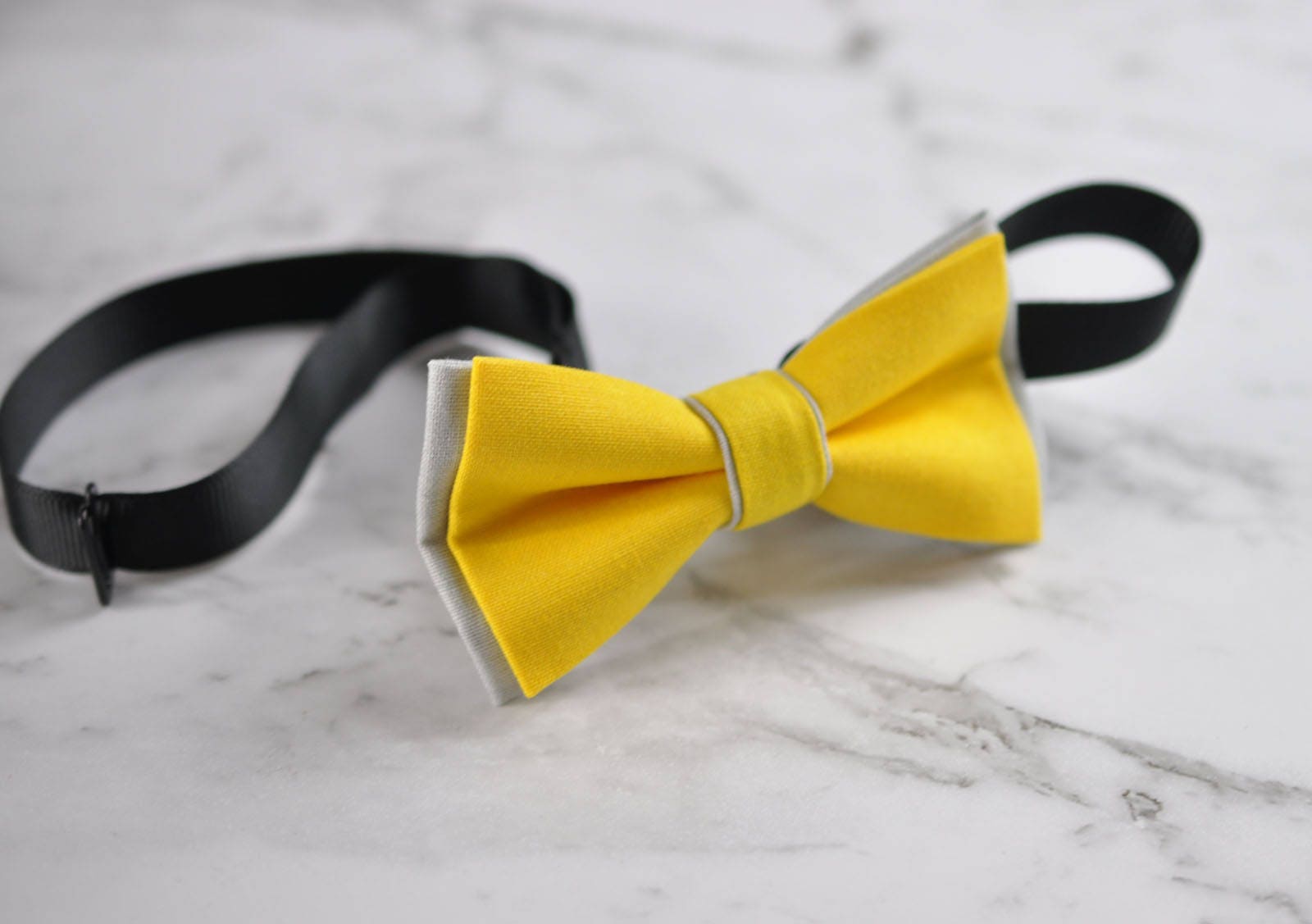 Boy Kids Baby 100% Cotton Yellow Grey Bow Tie Bowtie Party Wedding 1-6 Years Old