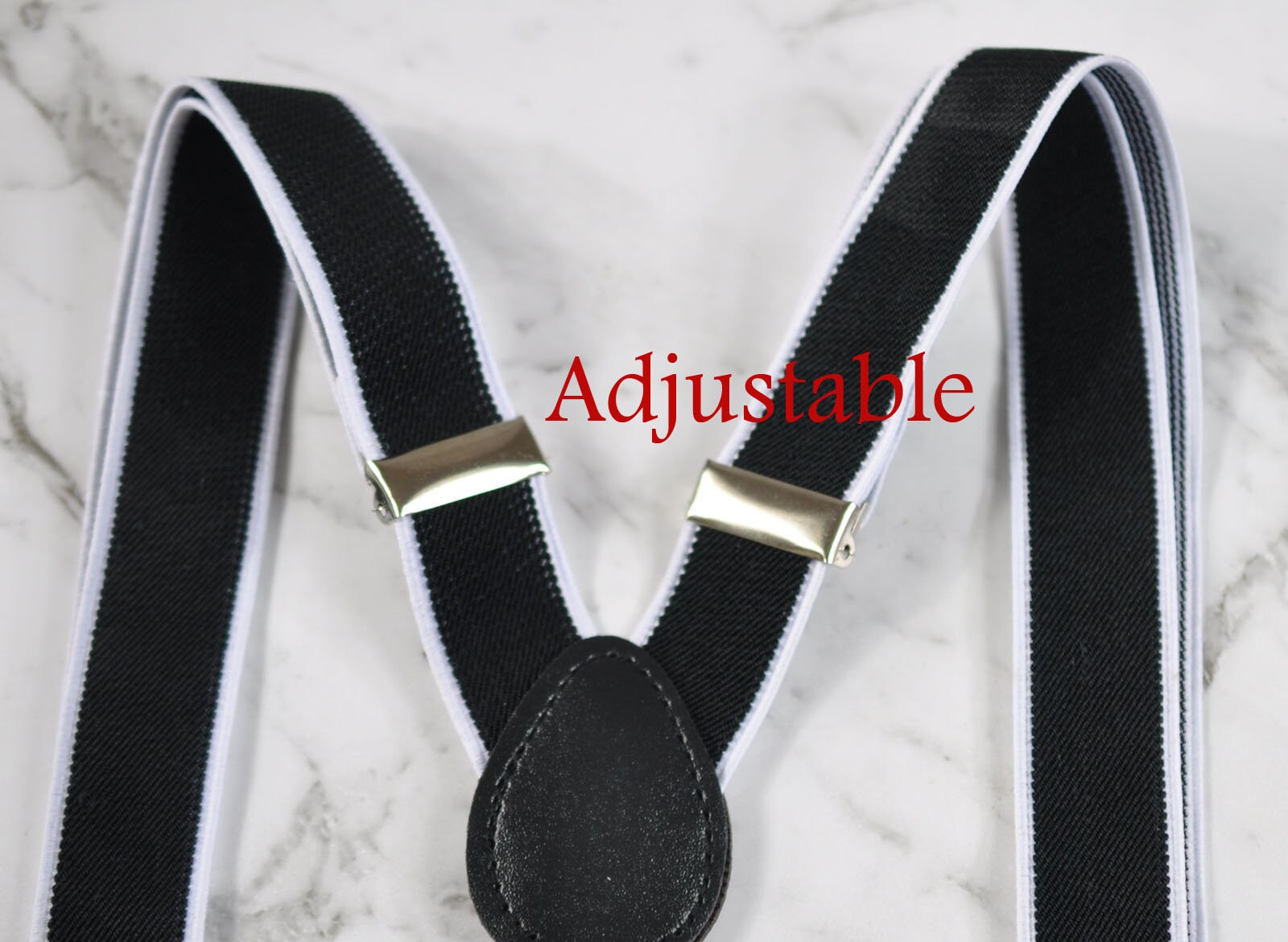 Black and White Cotton Bow Tie + Matched Elastic Suspenders Braces Sets for Baby infant / Boy Kids / Youth Teenage / Men Adult