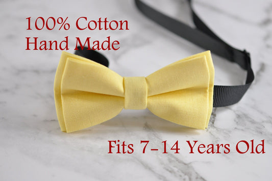 Boy Teenage Kids Cotton Baby Yellow Bow Tie Bowtie Party Wedding 7-14 Years Old