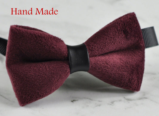 Men Unisex Eggplant Egg Plant PURPLE RED Velvet Bow Tie Bowtie Craft Wedding Party Pretied