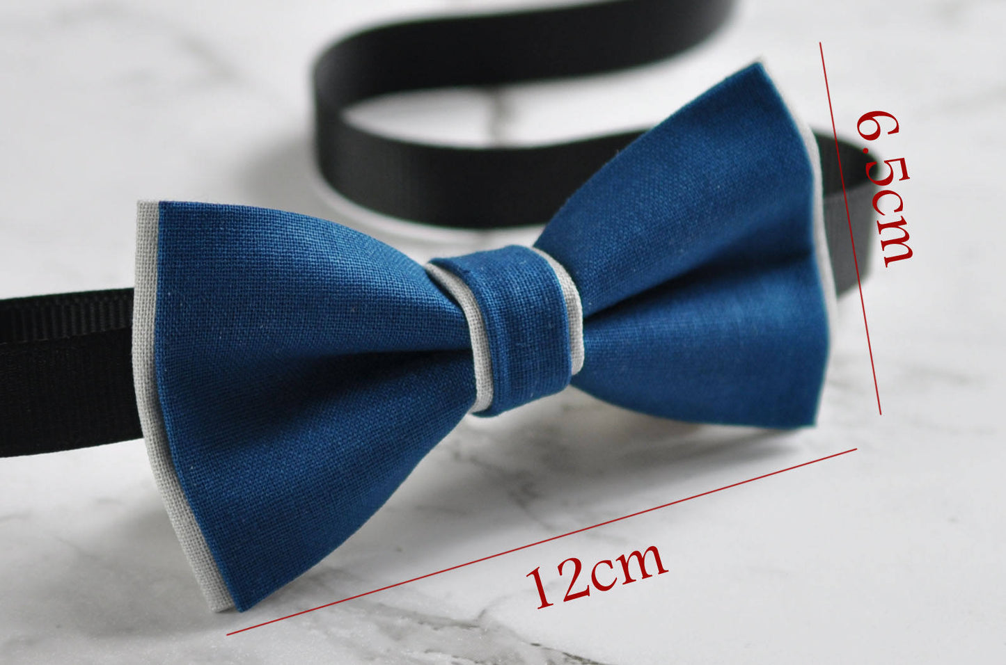 Men Women Petrol Blue Grey 2 Layers 100% Cotton Hand Made Bowtie Bow Tie Wedding Ball Party