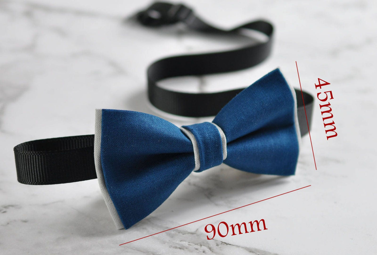 Boy Kids Baby Cotton Petrol Blue Grey Bow Tie Bowtie Party Wedding 1-6 Years Old