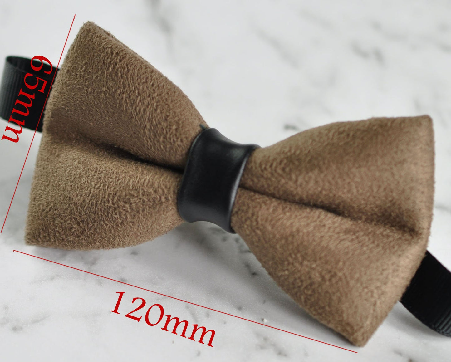 MEN WOMEN Caramel Brown Faux Suede Black Leather Bow tie Bowtie Wdding Party