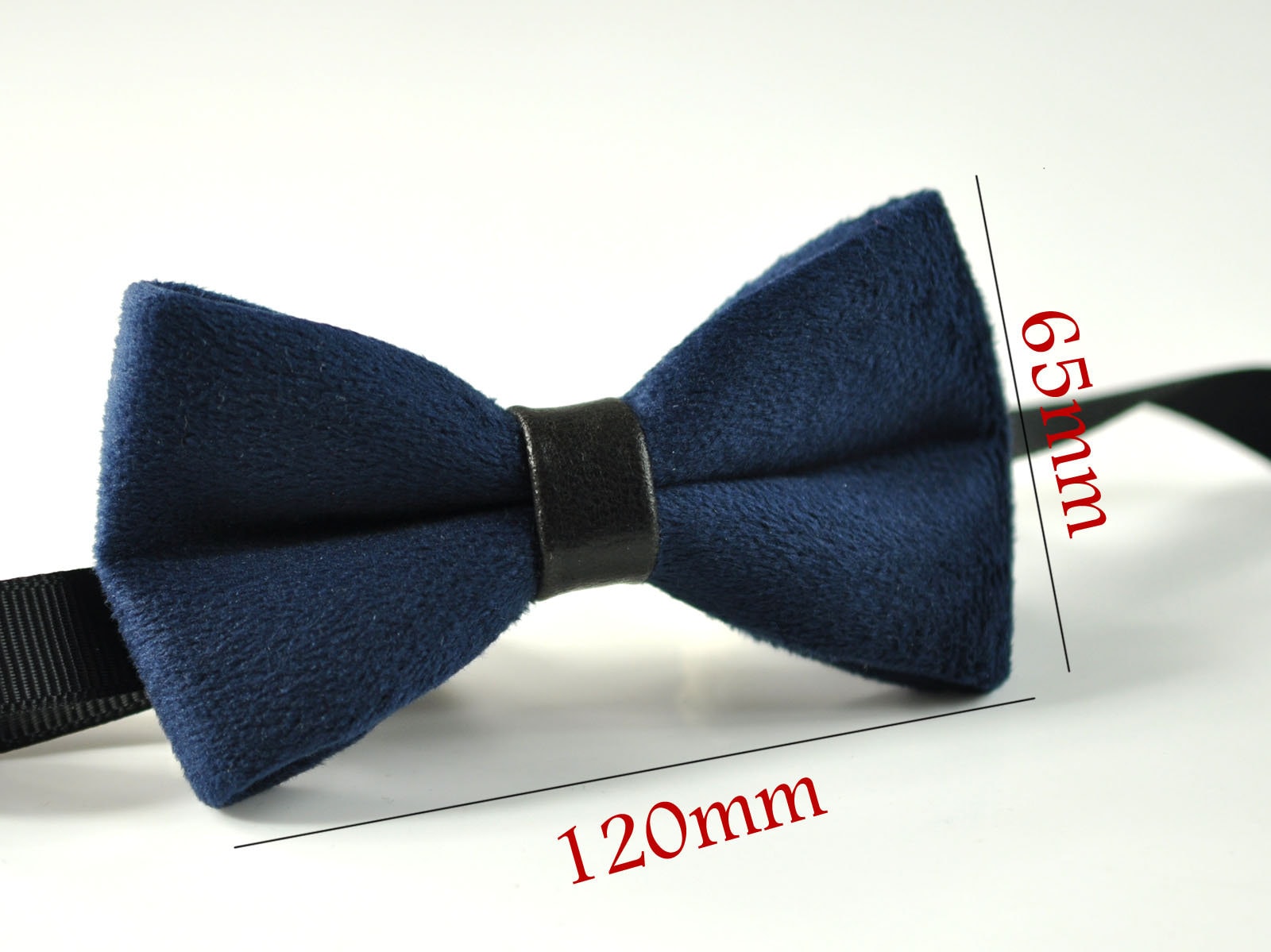 Men Unisex Navy Blue Velvet Black Faux Leather Bow Tie Bowtie Craft Wedding Party Pretied