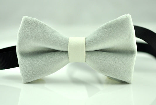 Men Unisex SILVER LIGHT GREY Velvet Bow Tie Bowtie Craft Wedding Party Pretied