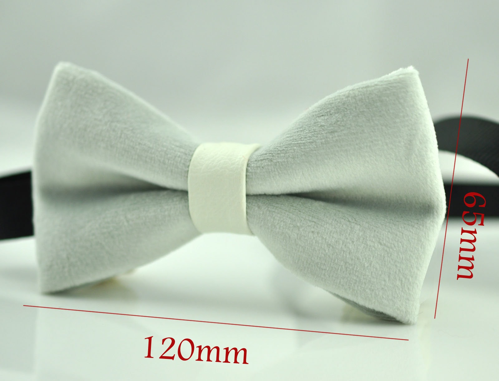 Men Unisex SILVER LIGHT GREY Velvet Bow Tie Bowtie Craft Wedding Party Pretied