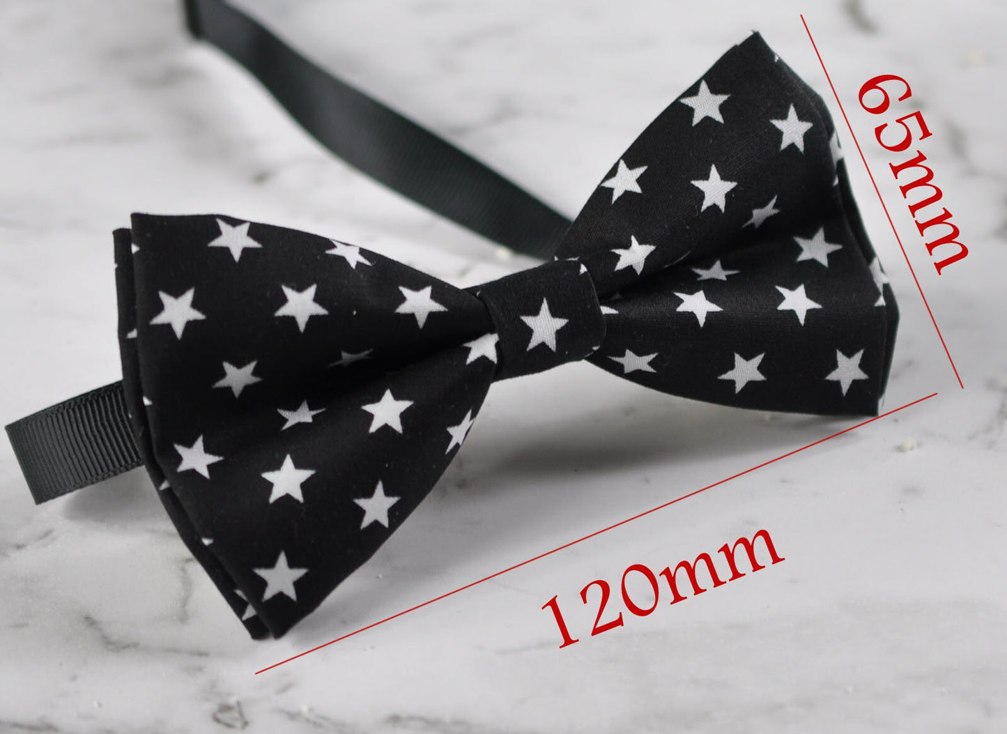 MEN Women 100% Cotton BLACK with White Stars Pattern Craft Bow Tie Bowtie Wedding Party