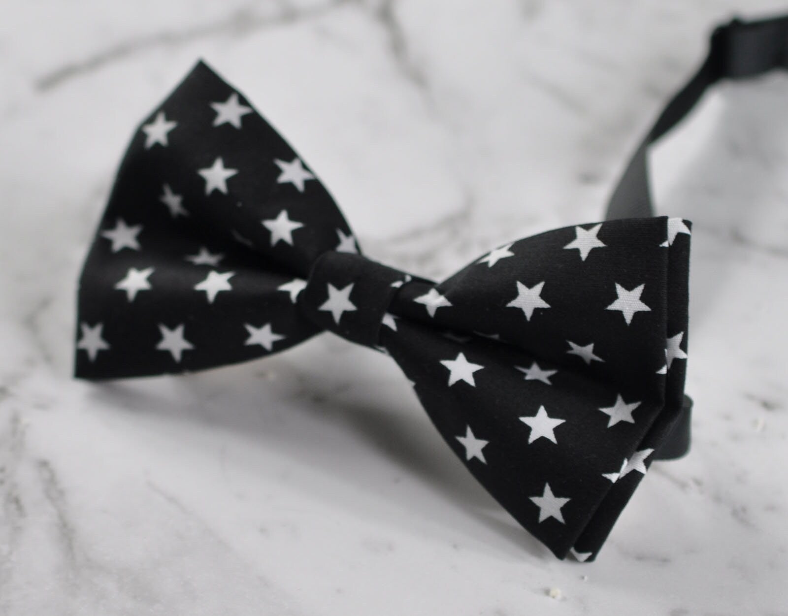 MEN Women 100% Cotton BLACK with White Stars Pattern Craft Bow Tie Bowtie Wedding Party