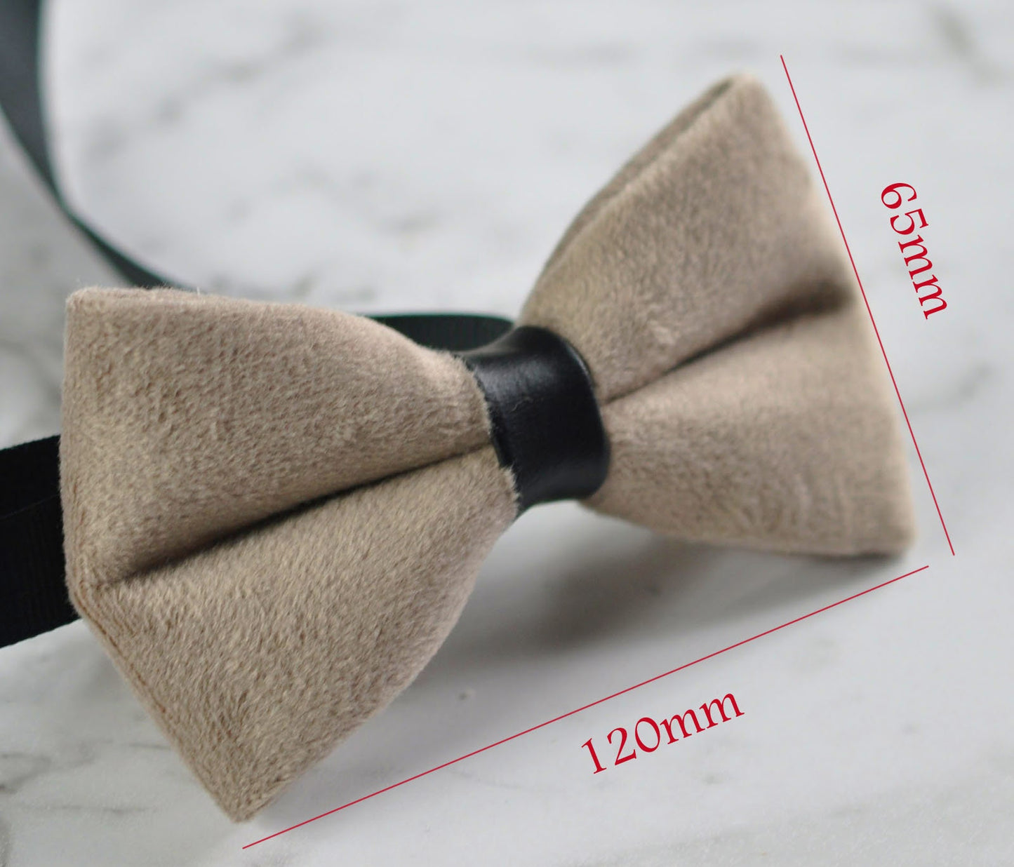 Men Unisex Mink Pavilion Beige Velvet Bow Tie Bowtie Craft Wedding Party Pretied