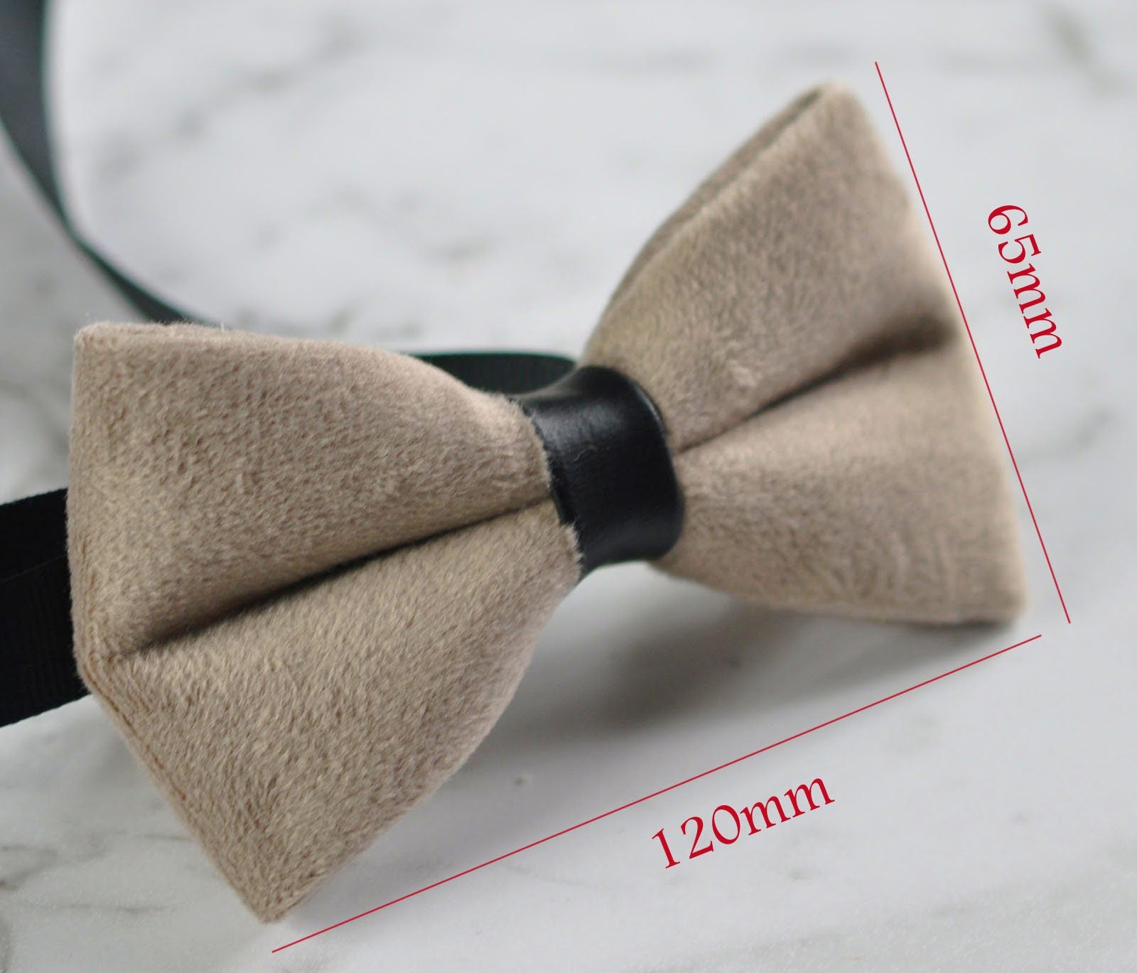 Men Unisex Mink Pavilion Beige Velvet Bow Tie Bowtie Craft Wedding Party Pretied