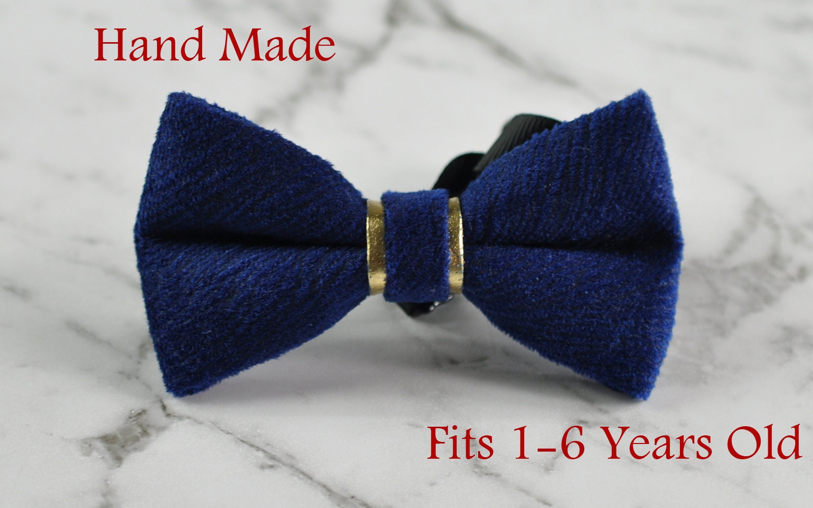 Baby Infant Kids Boy Solid Navy Blue Embossed Velvet Bowtie Bow Tie 1 to 6 Years Old Wedding Party