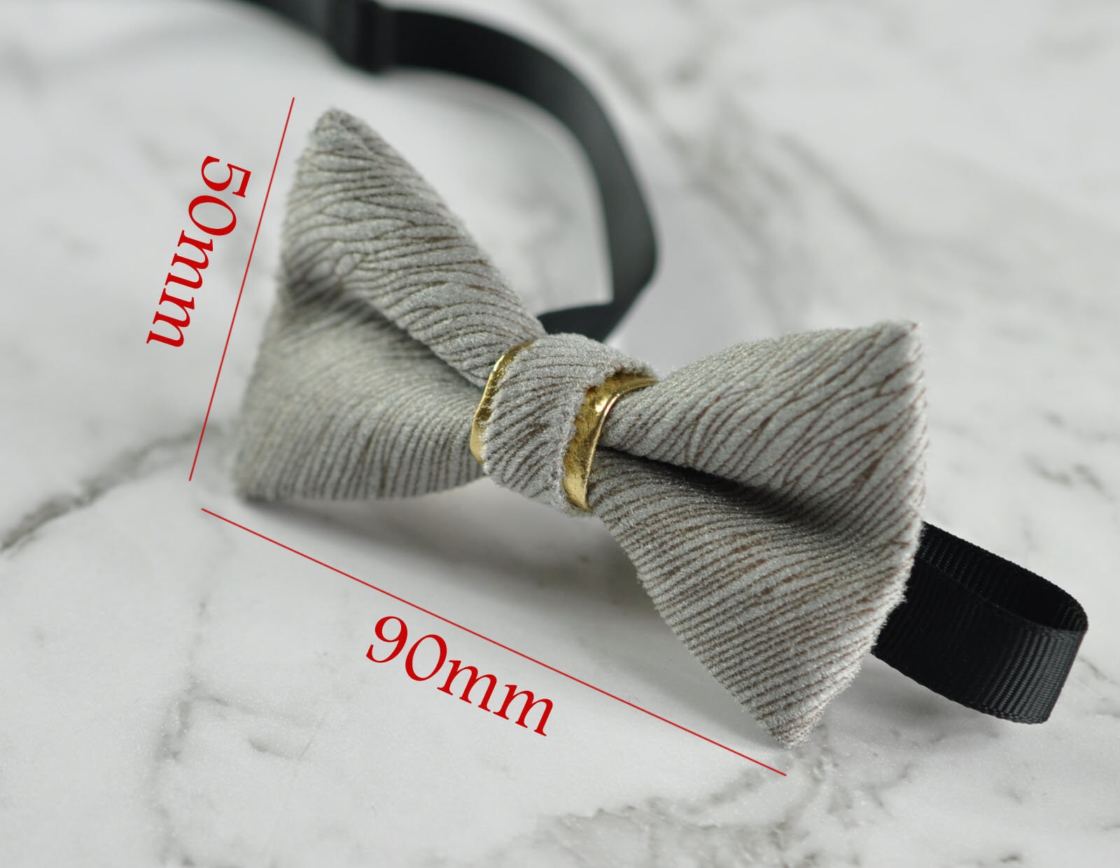 Baby Infant Kids Boy SILVER GREY Embossed Velvet Bowtie Bow Tie 1 to 6 Years Old Wedding Party
