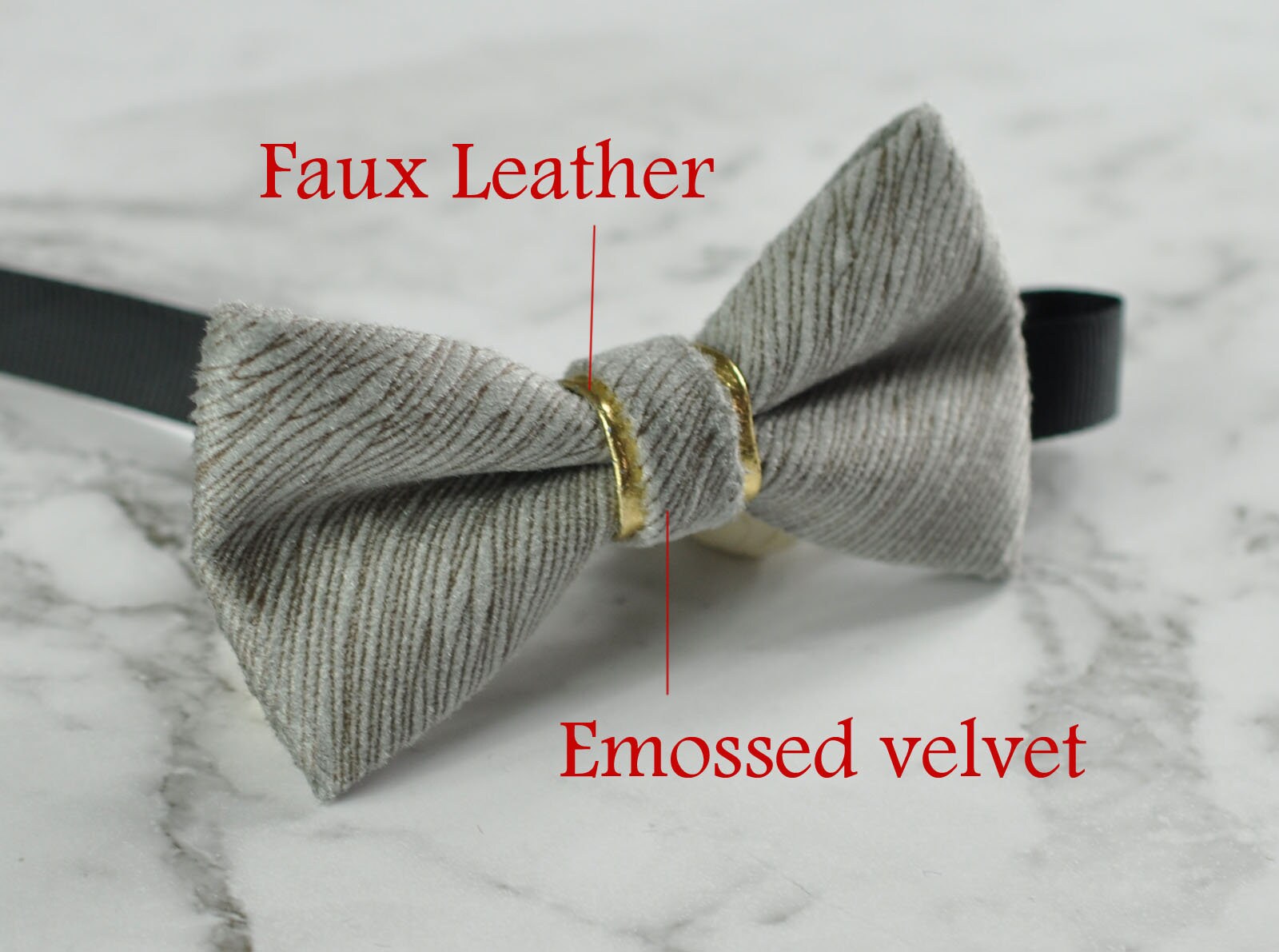 Baby Infant Kids Boy SILVER GREY Embossed Velvet Bowtie Bow Tie 1 to 6 Years Old Wedding Party