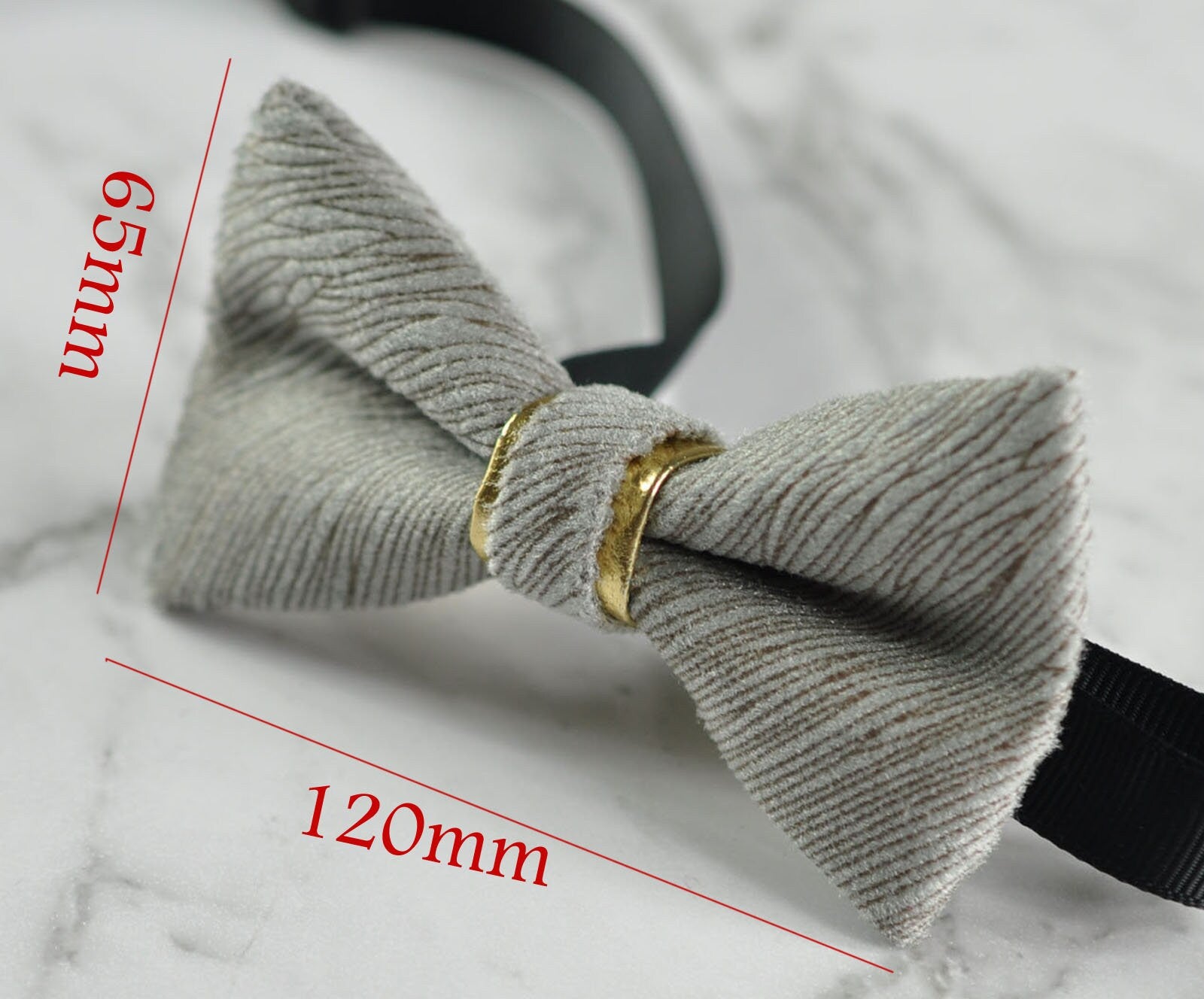 Men Unisex SILVER GREY EMBOSSED Velvet Bow Tie Bowtie Craft Hand Made Wedding Party Pretied