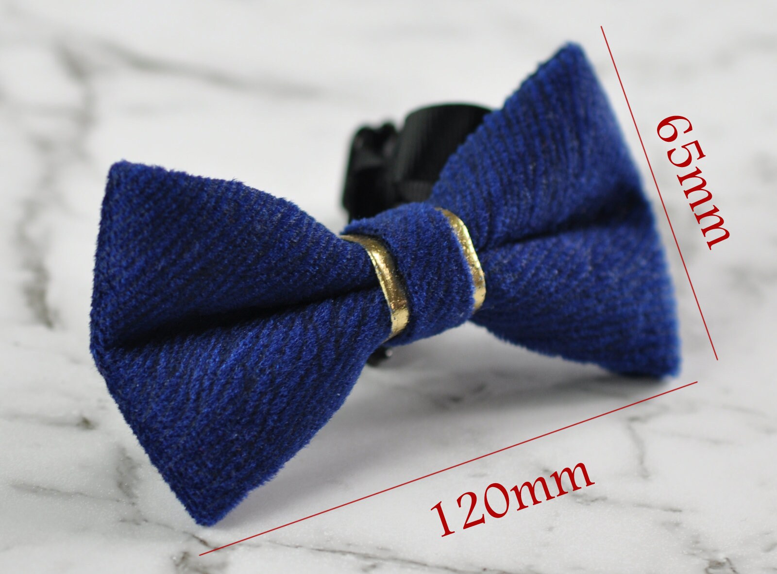 Men Unisex NAVY BLUE EMBOSSED Velvet Bow Tie Bowtie Craft Wedding Party Pretied