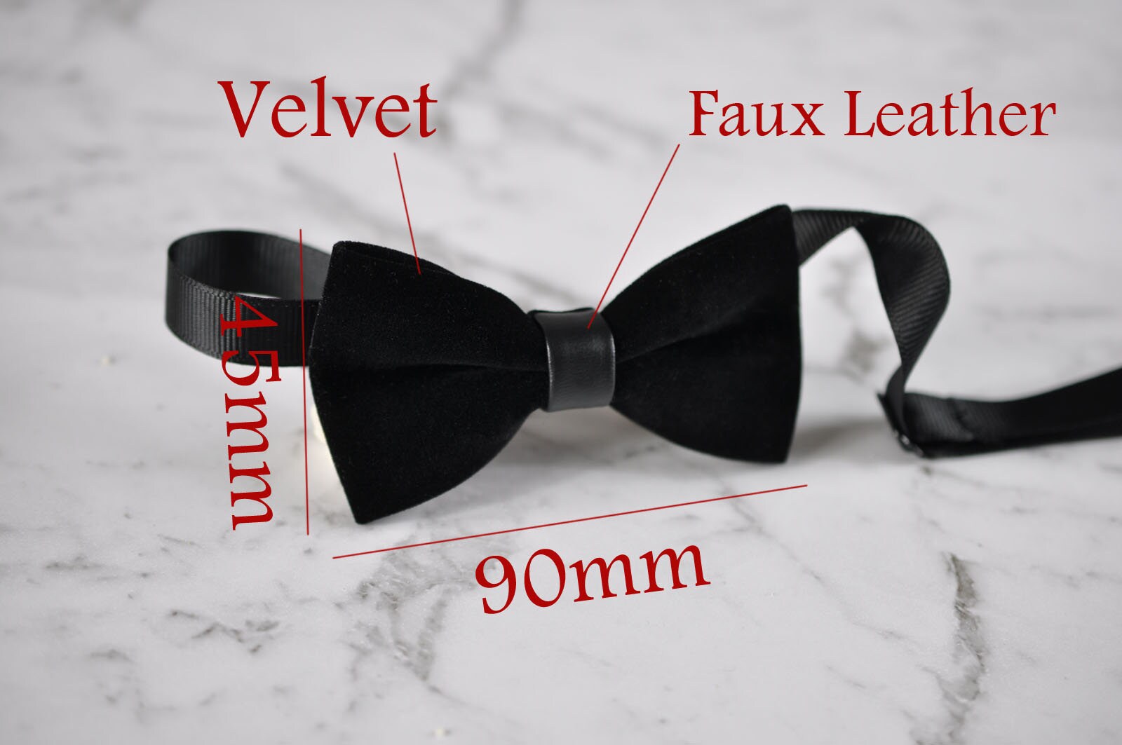 Baby Infant Kids Boy Solid Black Velvet Bowtie Bow Tie 1 to 6 Years Old Wedding Party