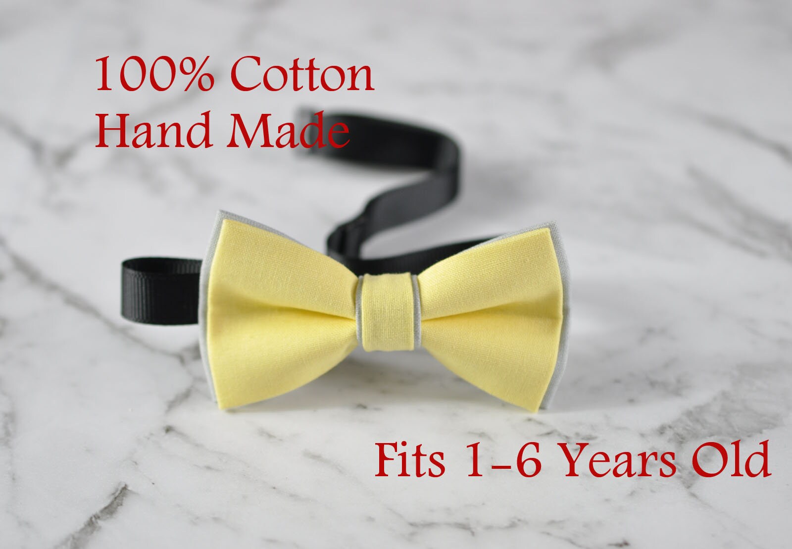 Boy Kids Baby Cotton Baby Yellow Grey Bow Tie Bowtie Party Wedding 1-6 Years Old