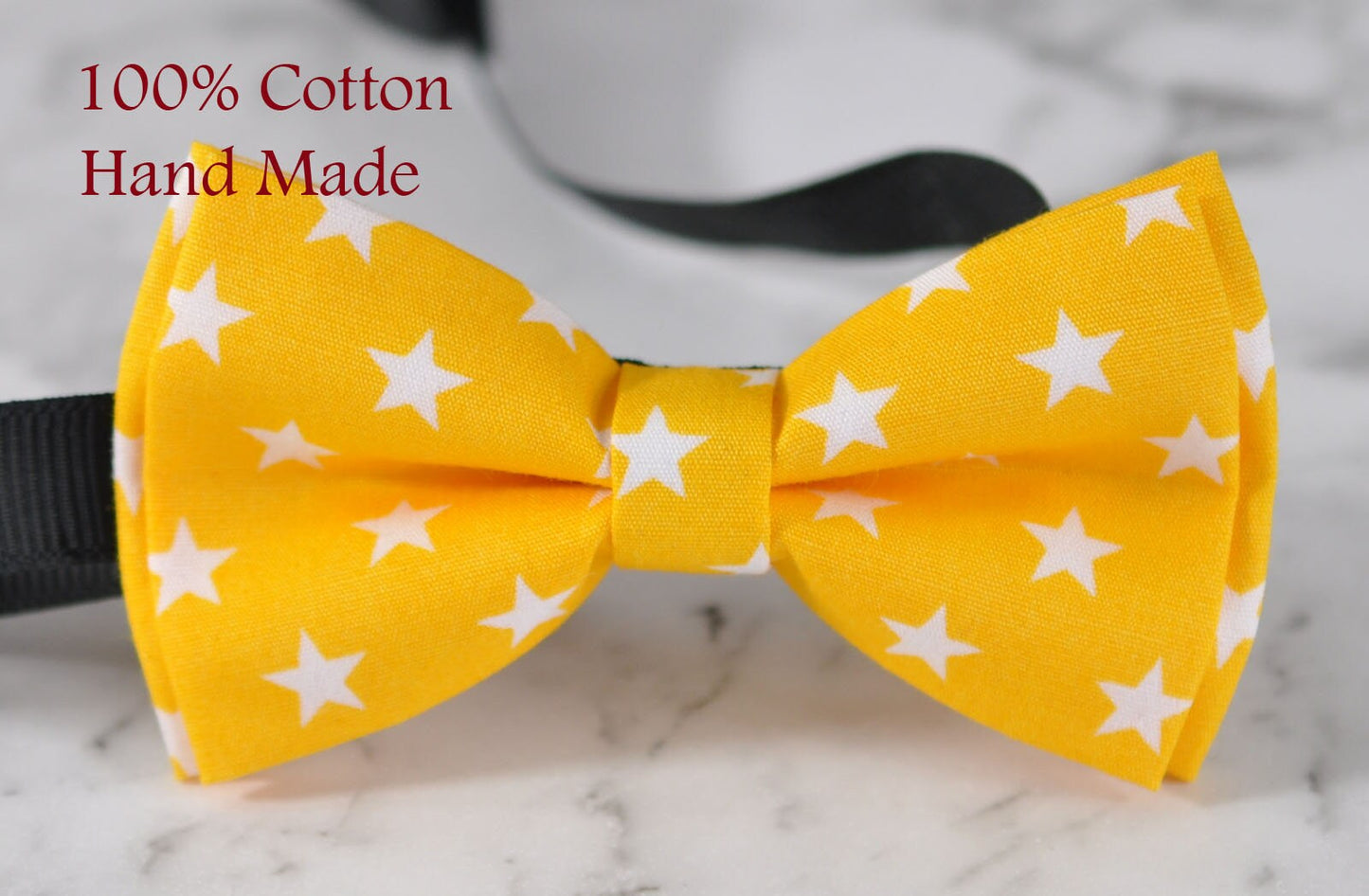 MEN Women 100% Cotton Yellow White Stars Craft Bow Tie Bowtie Wedding Party