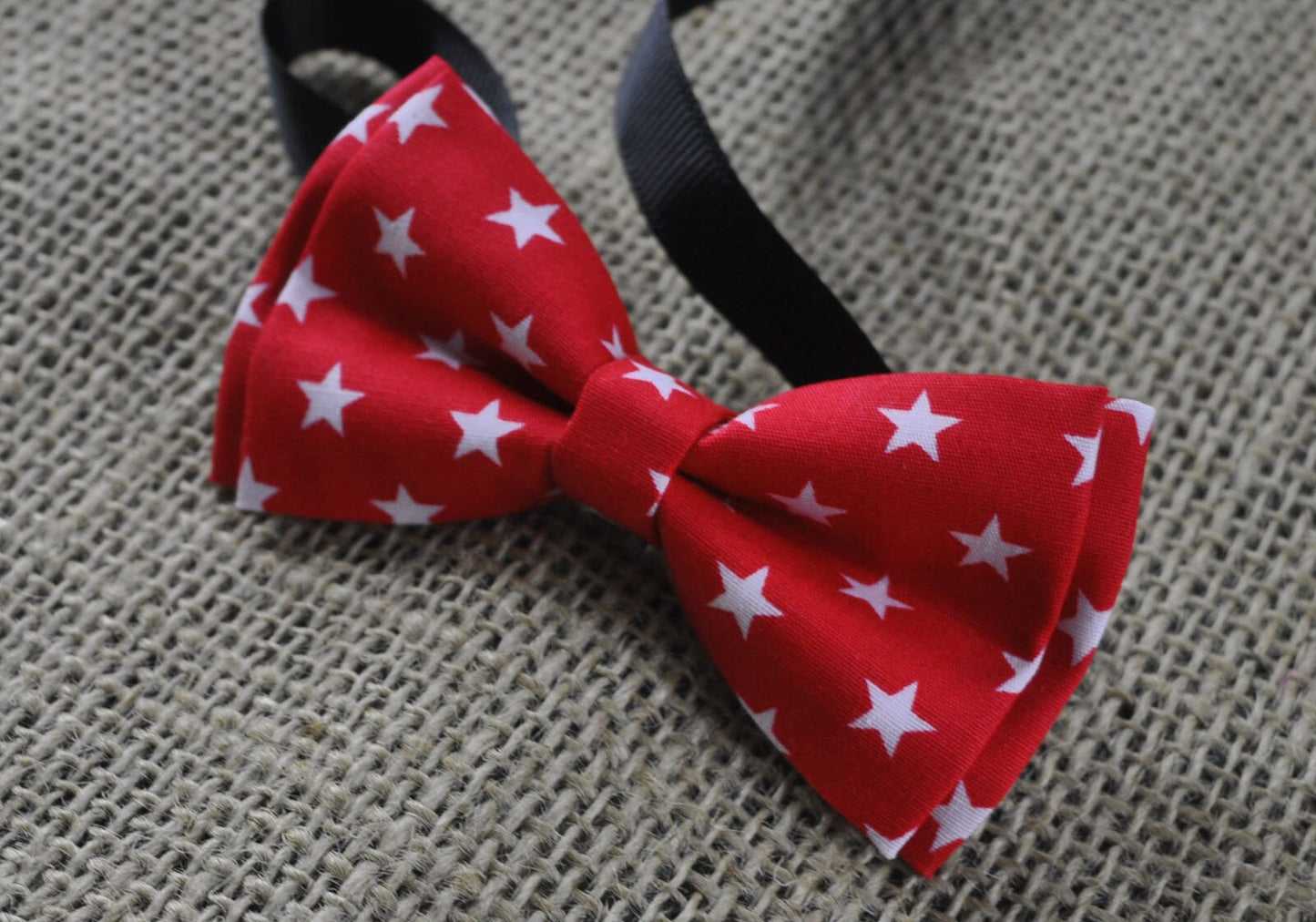 Men Women 100% Cotton RED White Stars PATTERN Hand Made Craft Bow Tie Bowtie Wedding Party