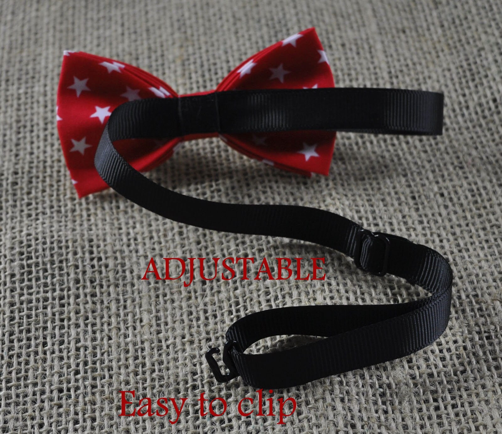 Men Women 100% Cotton RED White Stars PATTERN Hand Made Craft Bow Tie Bowtie Wedding Party