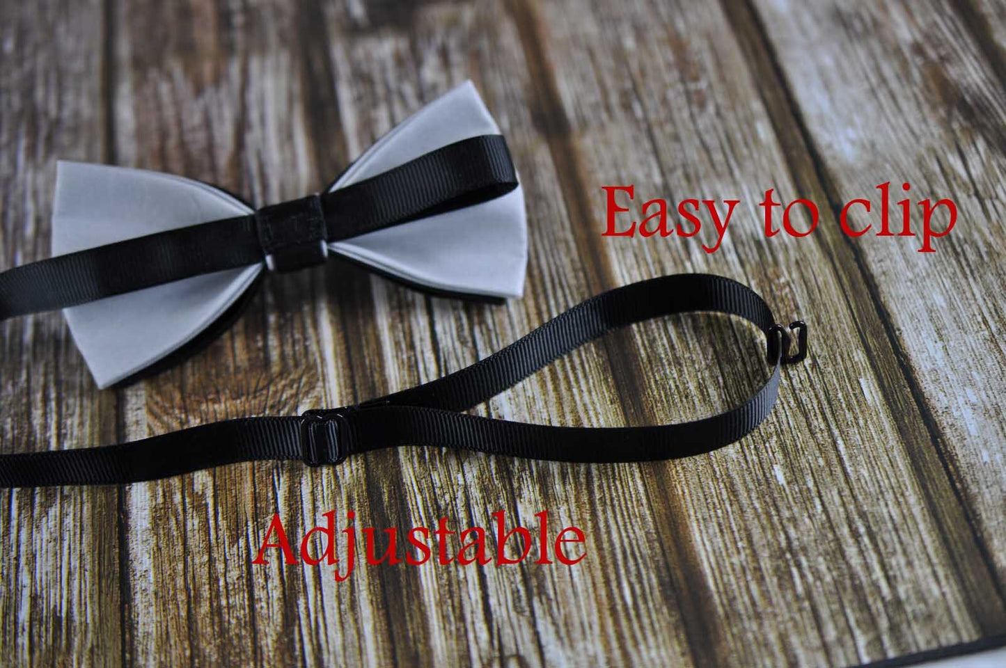 Baby Boy Kids 100% Cotton Handmade Black And Silver Grey 2 Layers Bow Tie Bowtie Party Wedding Fits 1-6 YEARS OLD