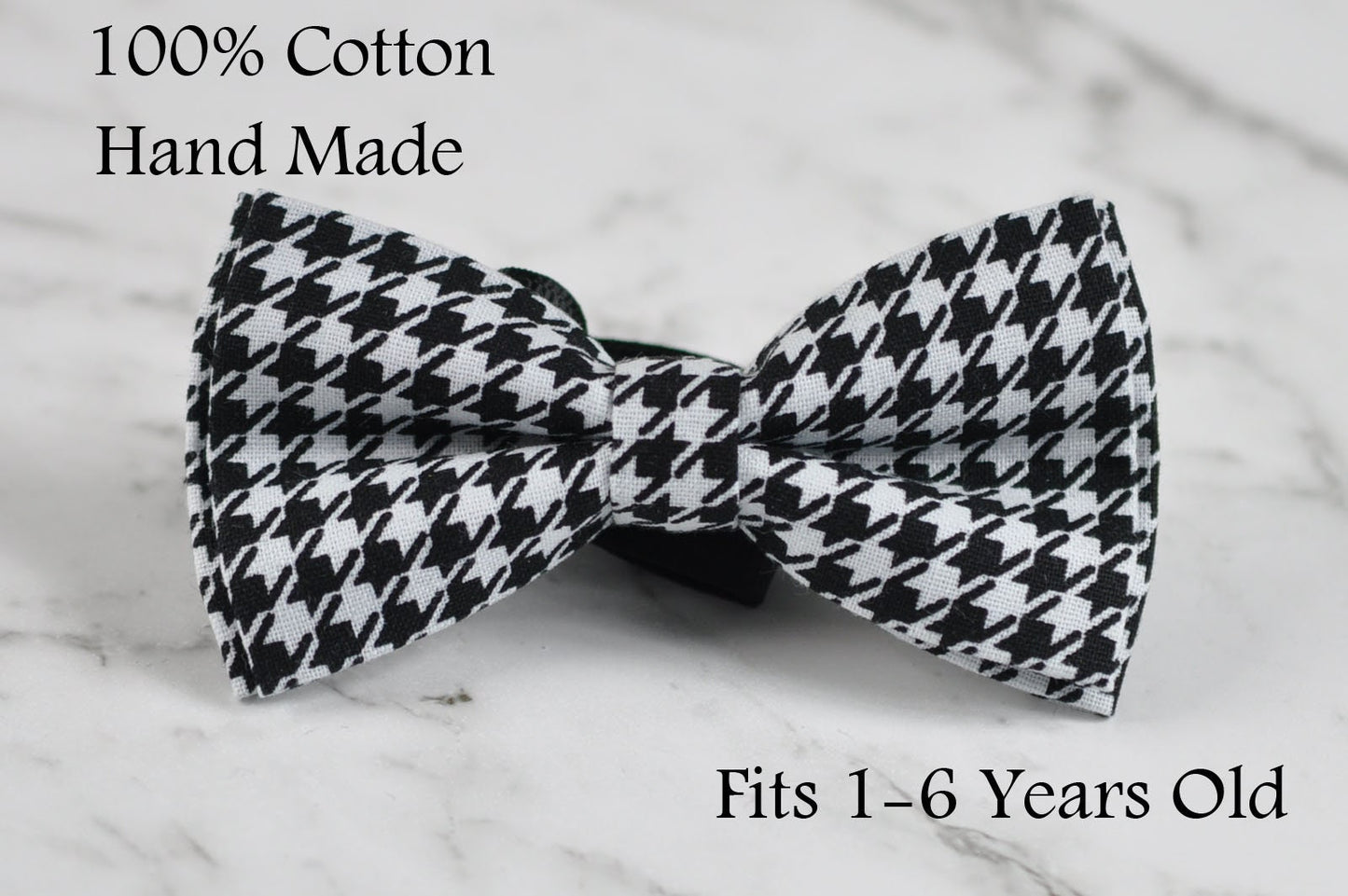 Boy Kids Baby Infant Children Black and White Houndstooth Grids Bow Tie Bowtie 1-6 Years Old Wedding Party