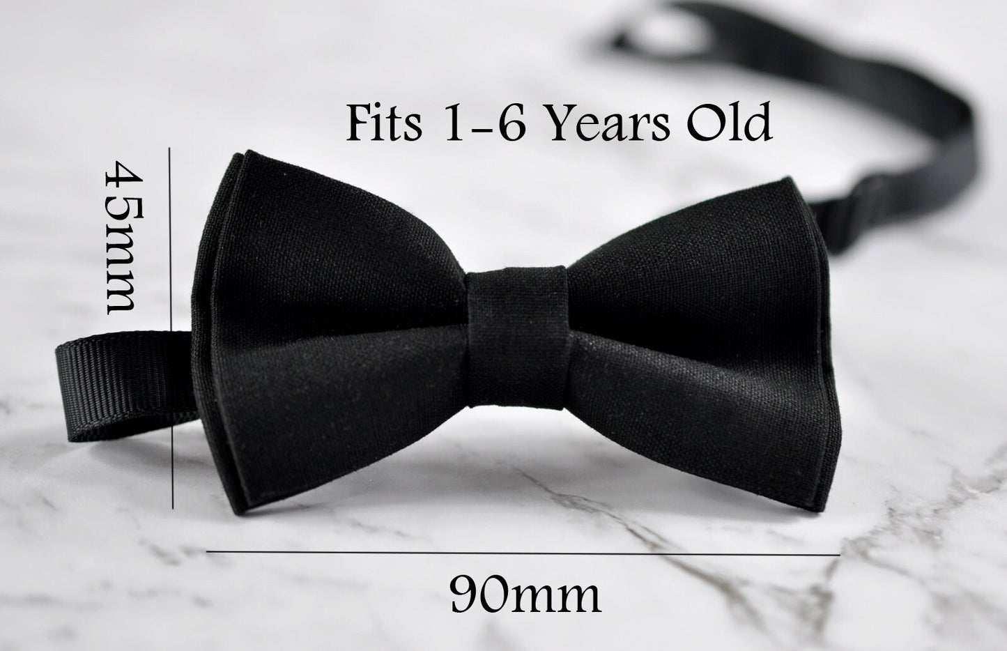 Boy Kids Baby infant 100% Cotton Black Solid Bow Tie Bowtie Party Wedding 1-6 Years Old