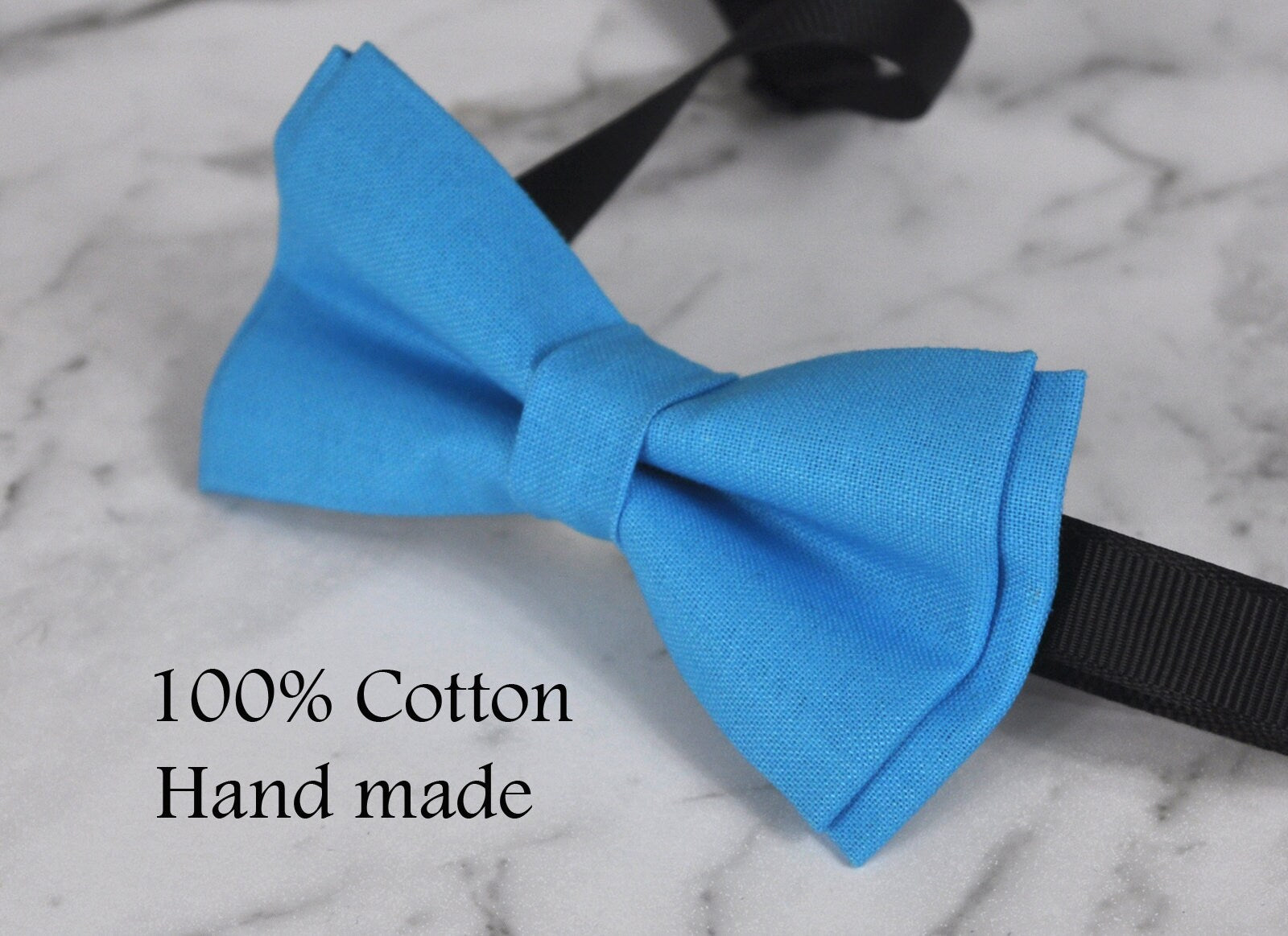 Boy Kids Baby 100% Cotton AQUA Bright Blue Bow Tie Bowtie Party Wedding 1-6 Years Old