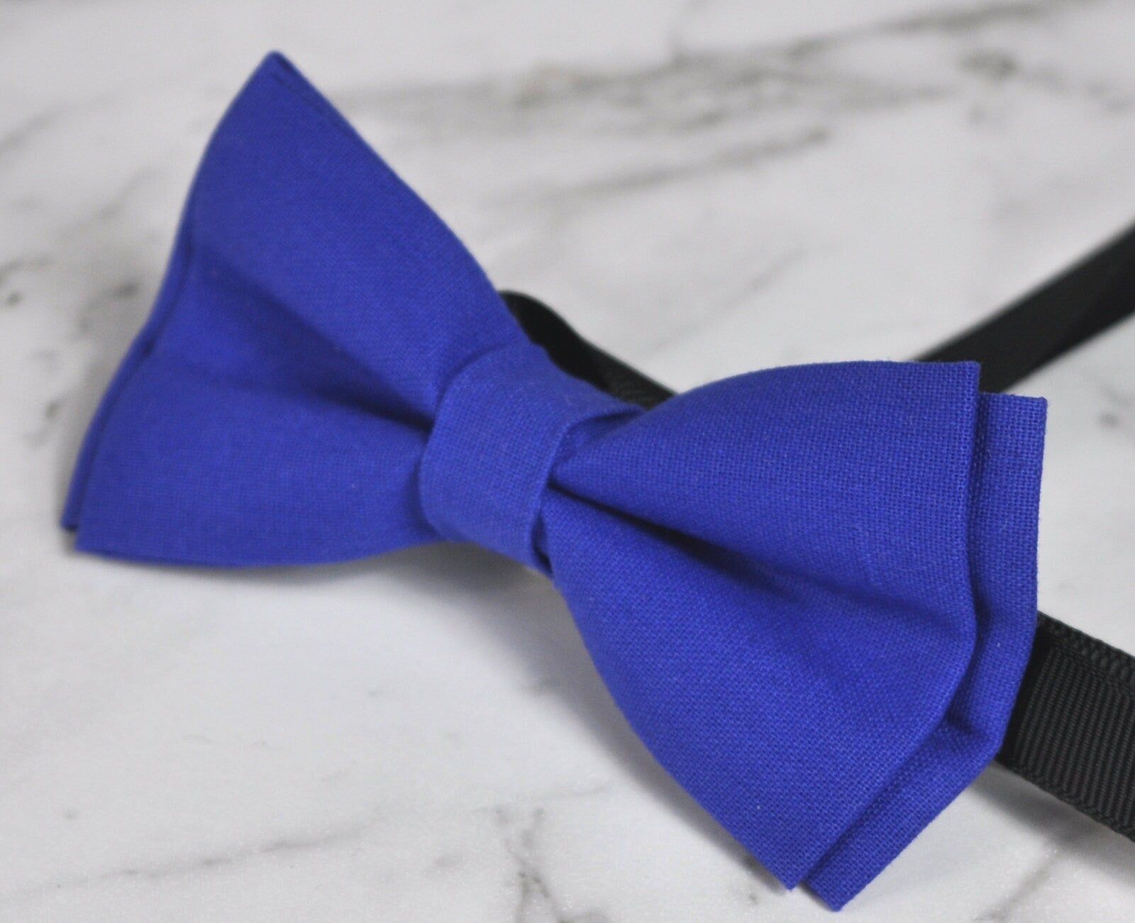 Unisex Men 100% Cotton Quality Indigo Royal Blue Solid Color Handmade Bow Tie Bowtie Craft Wedding Party