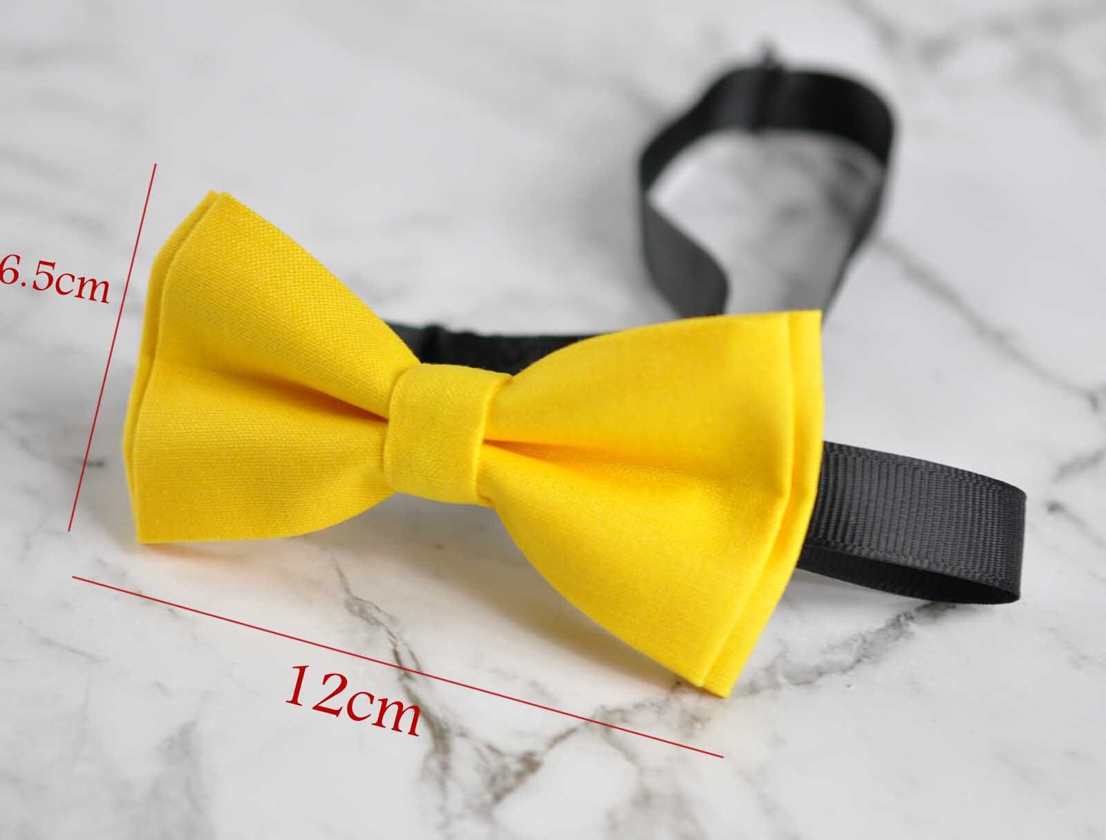 Unisex Men 100% Cotton Quality Yellow Solid Color Handmade Bow Tie Bowtie Craft Wedding Party