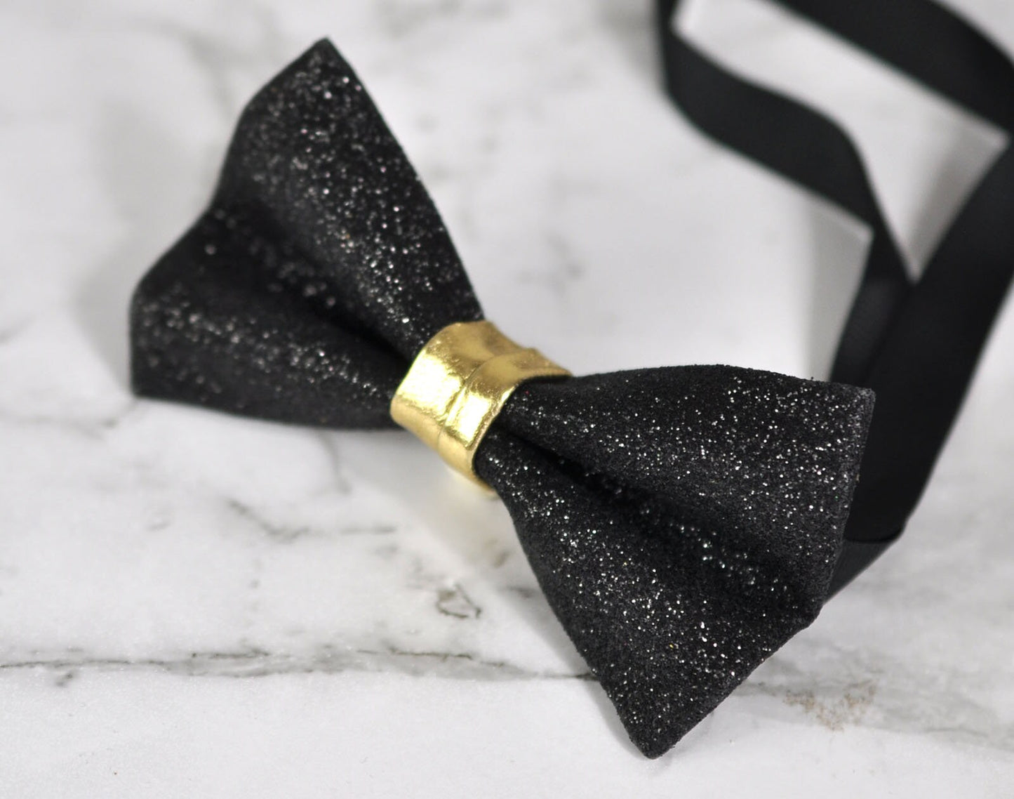 Kids Boy Solid Bright Black Faux Leather Bowtie Bow Tie 1 to 6 Years Old Wedding Party