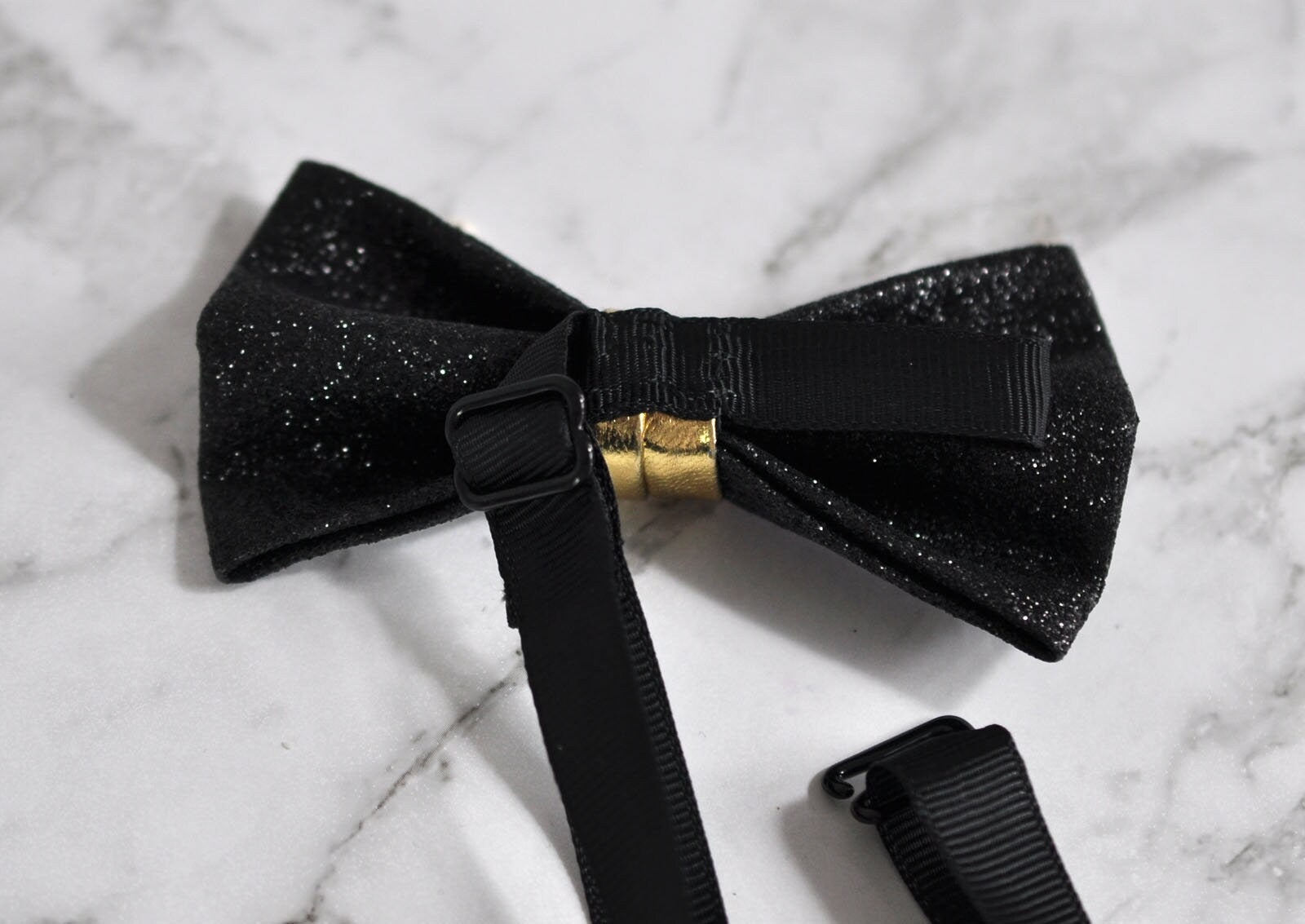 Kids Boy Solid Bright Black Faux Leather Bowtie Bow Tie 1 to 6 Years Old Wedding Party