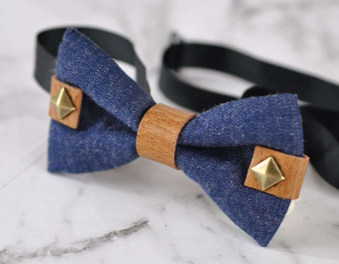 Boy Kids Baby infant Children Blue Jeans Denim Tan Rivet Rivets Bowtie Bow Tie Wedding Party 1-6 Years Old