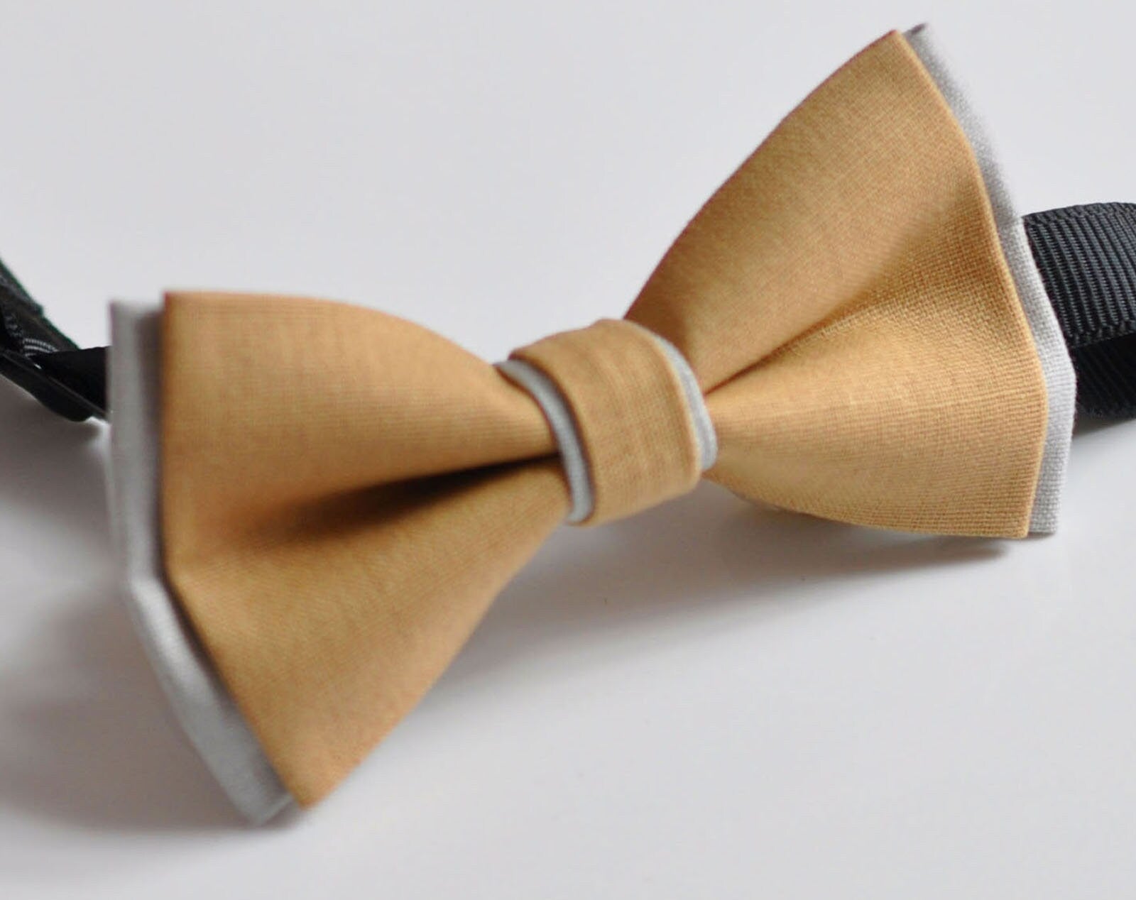 Men Women Lion Pale Bown Camel and Grey Gray 2 Layers 100% Cotton Hand Made Groomsmen Bowtie Bow Tie Wedding Ball Party