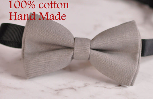 MEN Women 100% Cotton Matte Grey Solid Craft Bow Tie Bowtie Wedding Party Hand Made