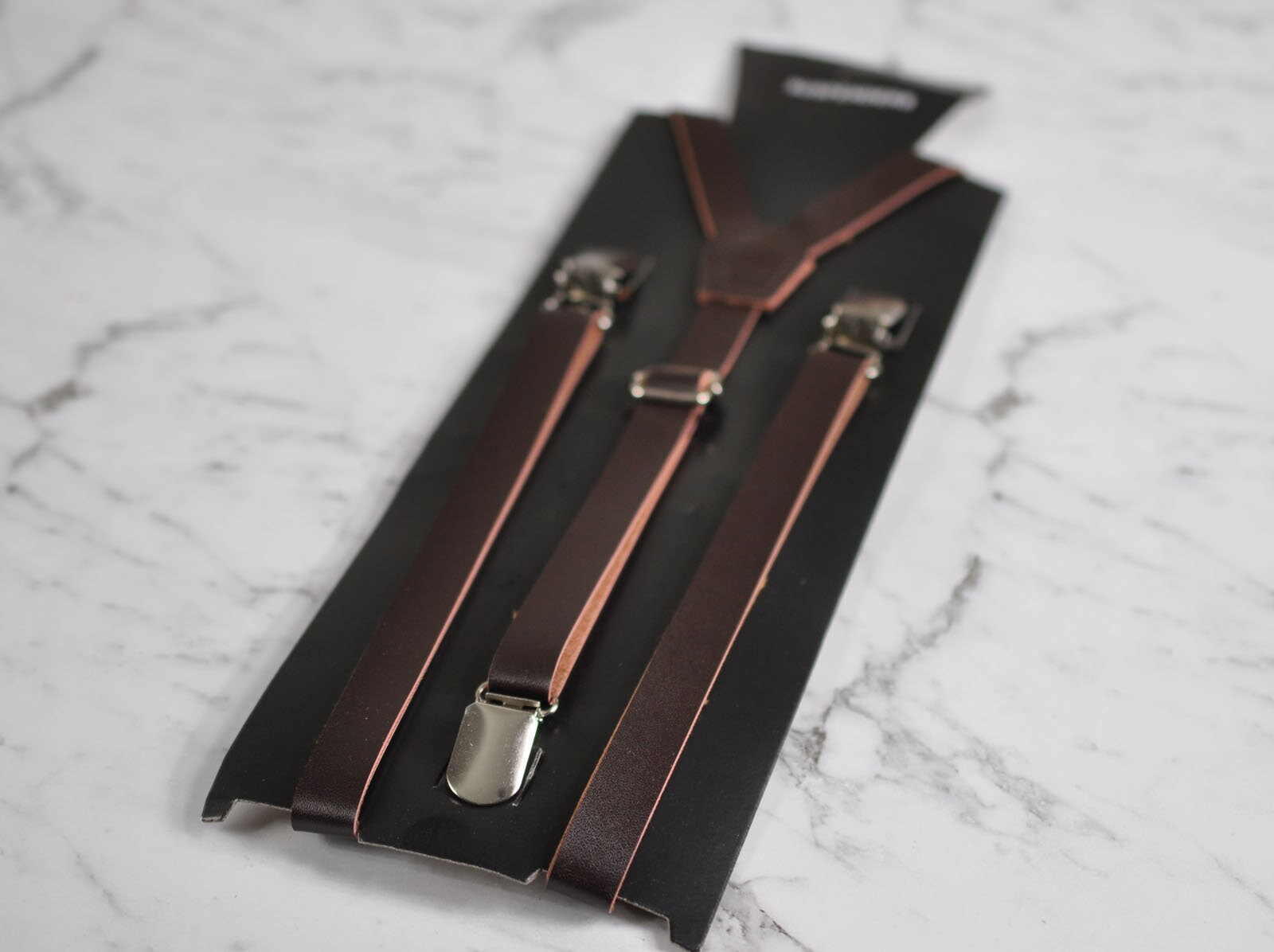Boy Baby Kids Page Boy Coffee Deep Brown Faux Leather Bow Tie Bowtie and Faux Leather Coffee Suspenders Braces Sets 1-6 Years Old