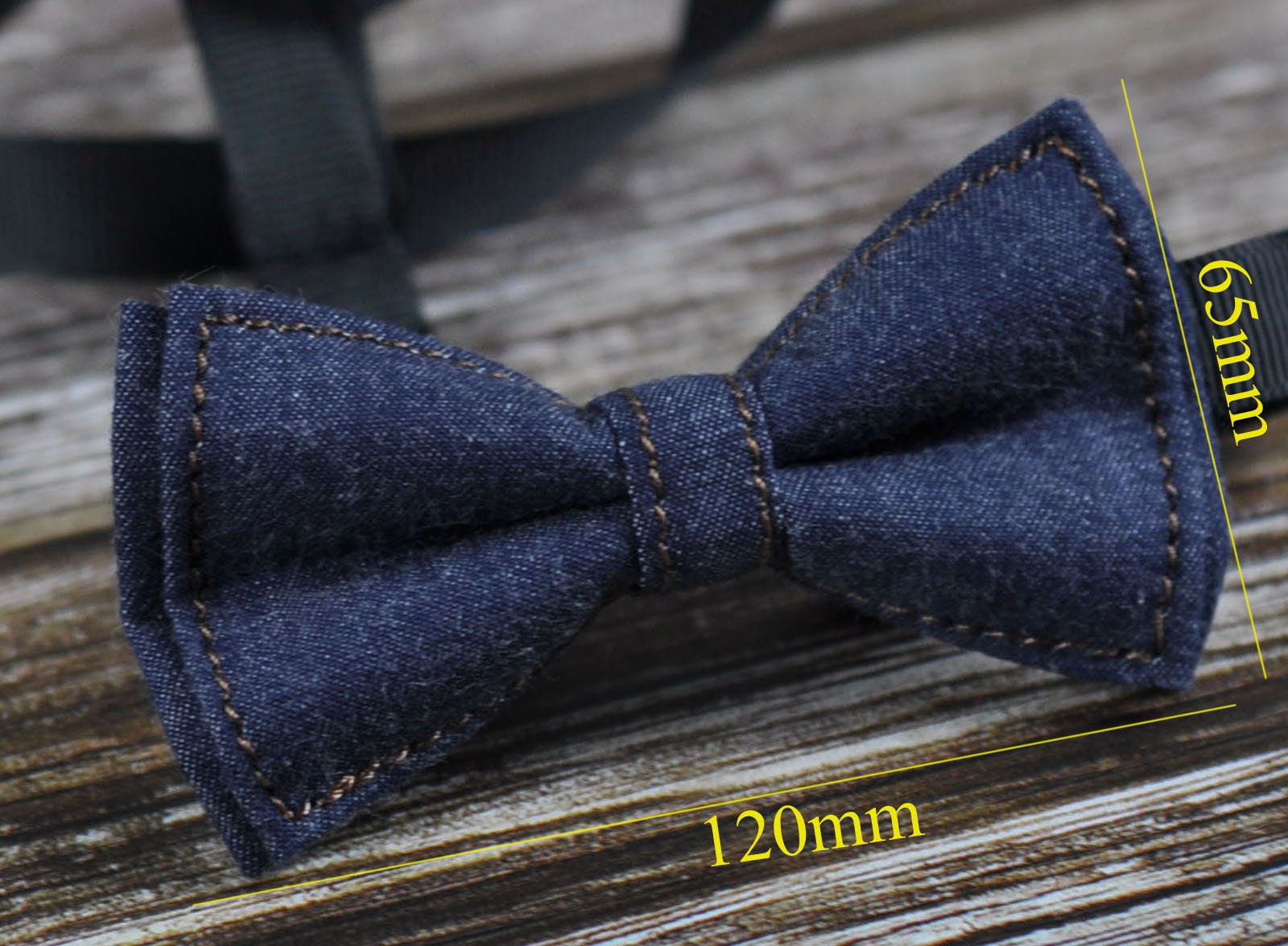 Men Women Navy Blue Denim Jeans Fashion Pretied Handmade Bow Tie Bowtie Wedding Party