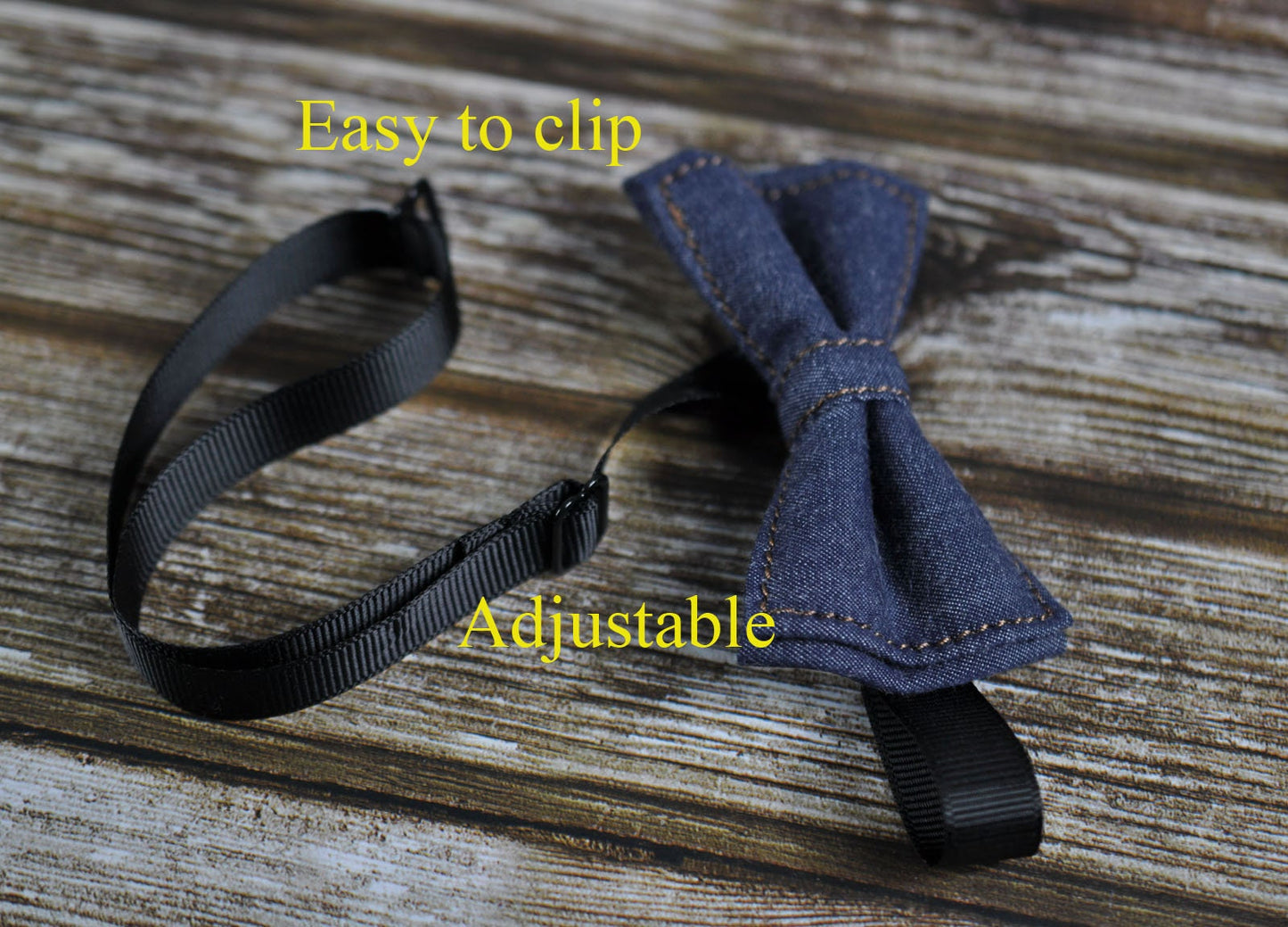 Men Women Navy Blue Denim Jeans Fashion Pretied Handmade Bow Tie Bowtie Wedding Party