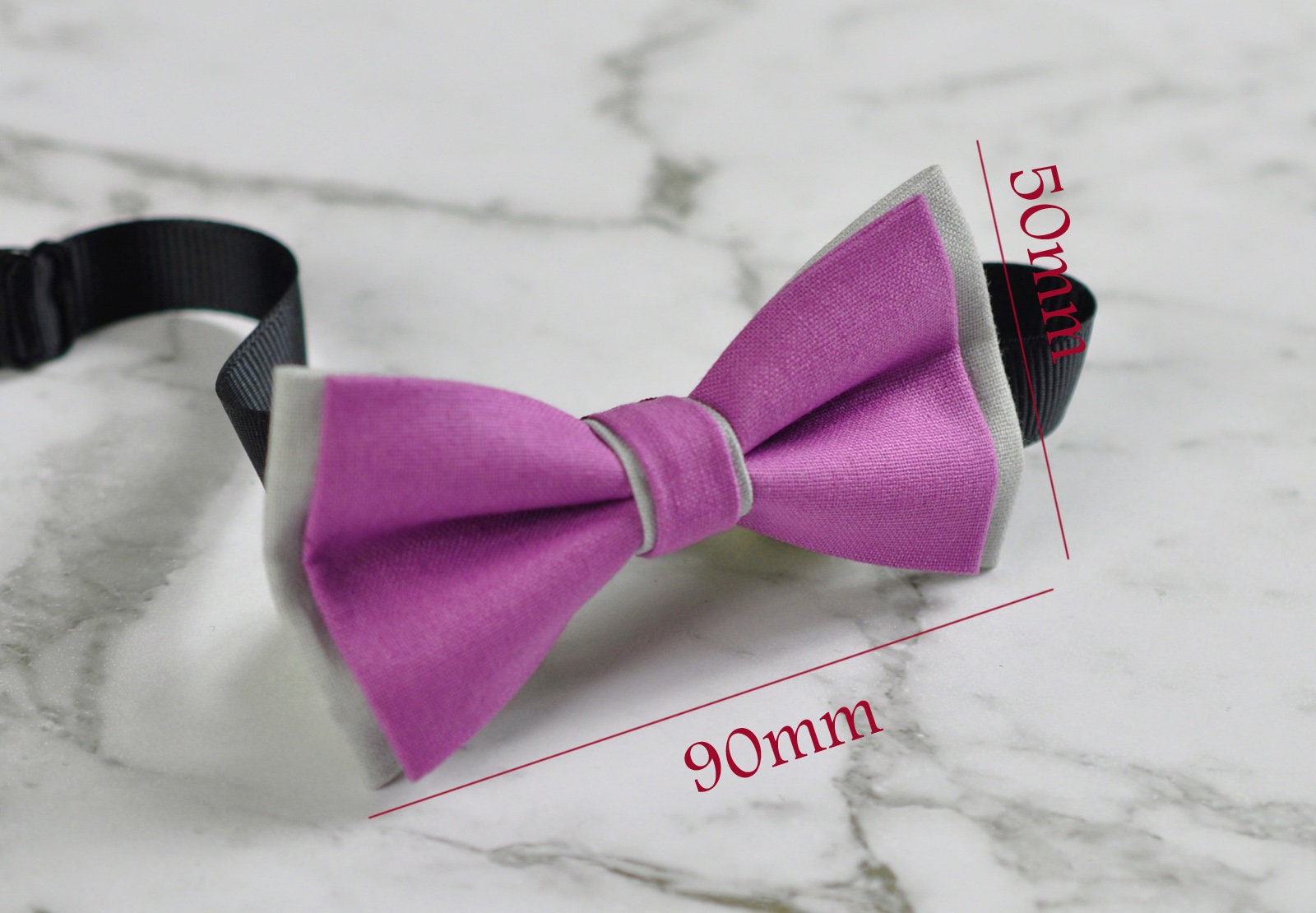 Baby Boy Kids 100% Cotton Handmade Orchid Purple AND Grey 2 Layers Bow Tie Bowtie Party Wedding Fits 1-6 YEARS OLD