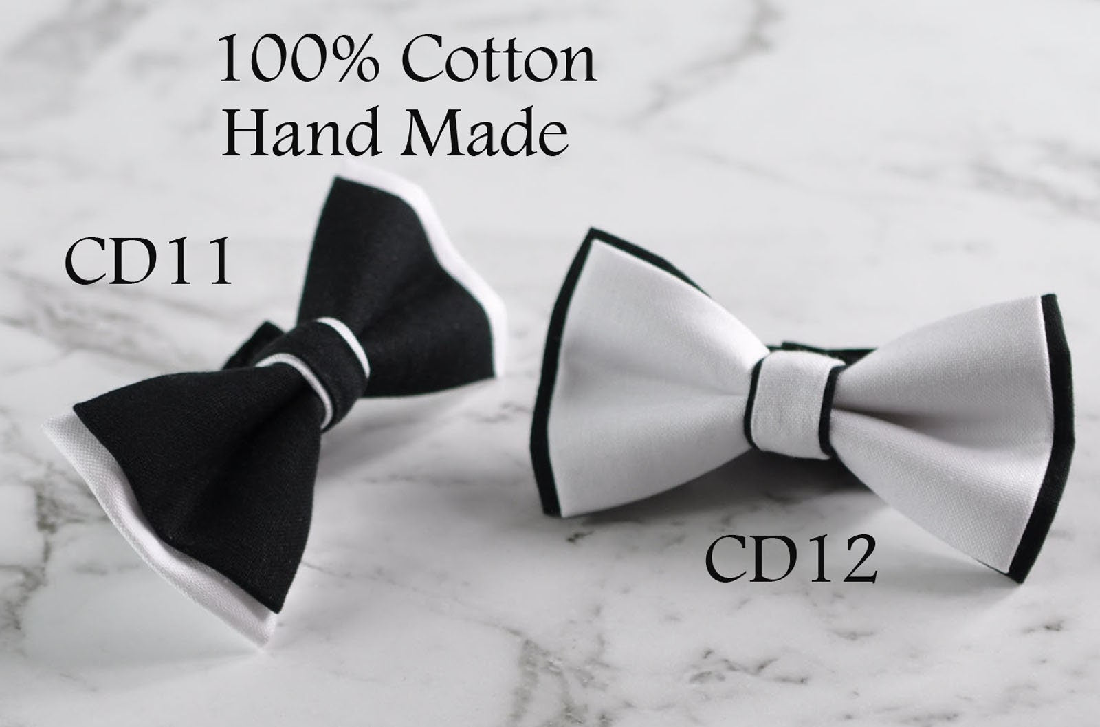 Boy Kids Baby infant Page Boy 100% Cotton BLACK + WHITE 2 LAYERS Bow Tie Bowtie Wedding Party 1-6 Years Old