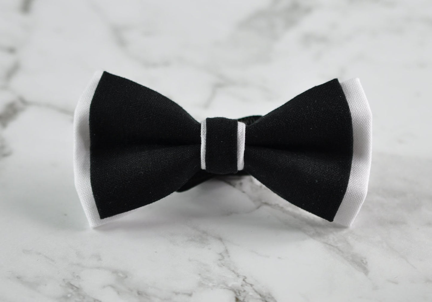 Boy Kids Baby infant Page Boy 100% Cotton BLACK + WHITE 2 LAYERS Bow Tie Bowtie Wedding Party 1-6 Years Old